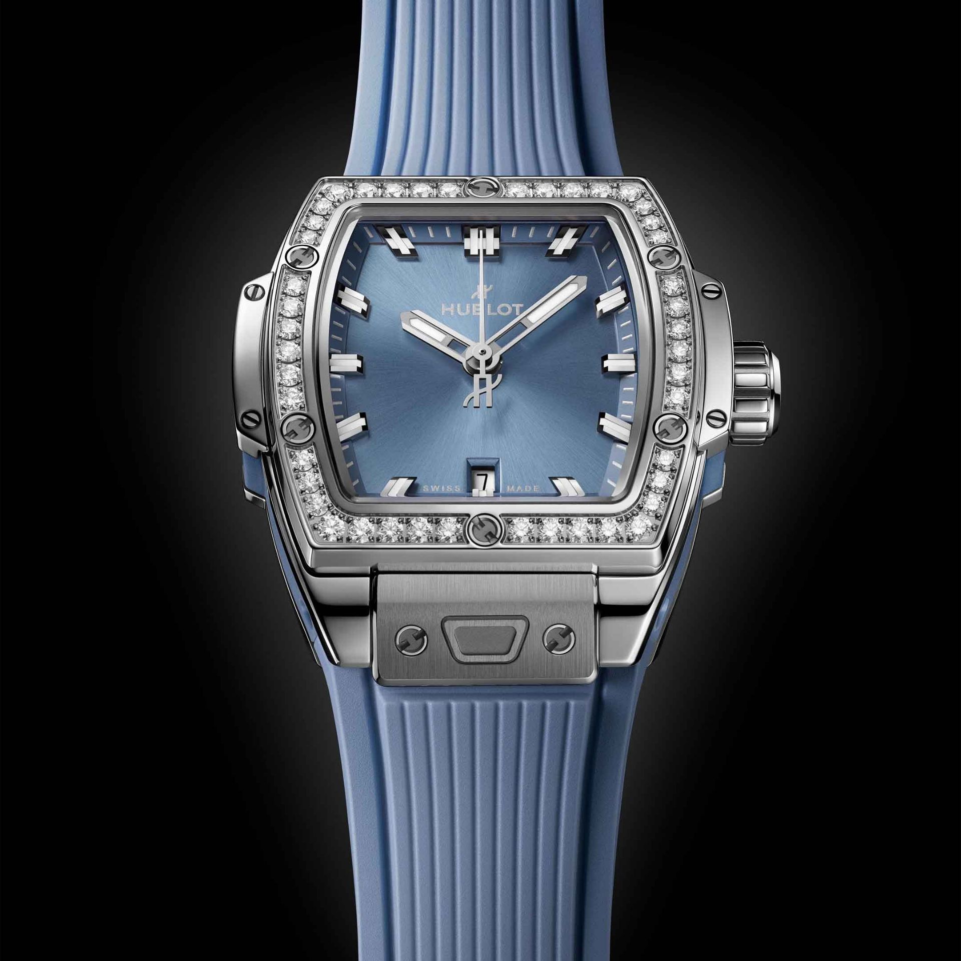 HUBLOT Spirit Of Big Bang Steel Coal Blue Diamonds 32 MM 682.SX.717B.RX.1204