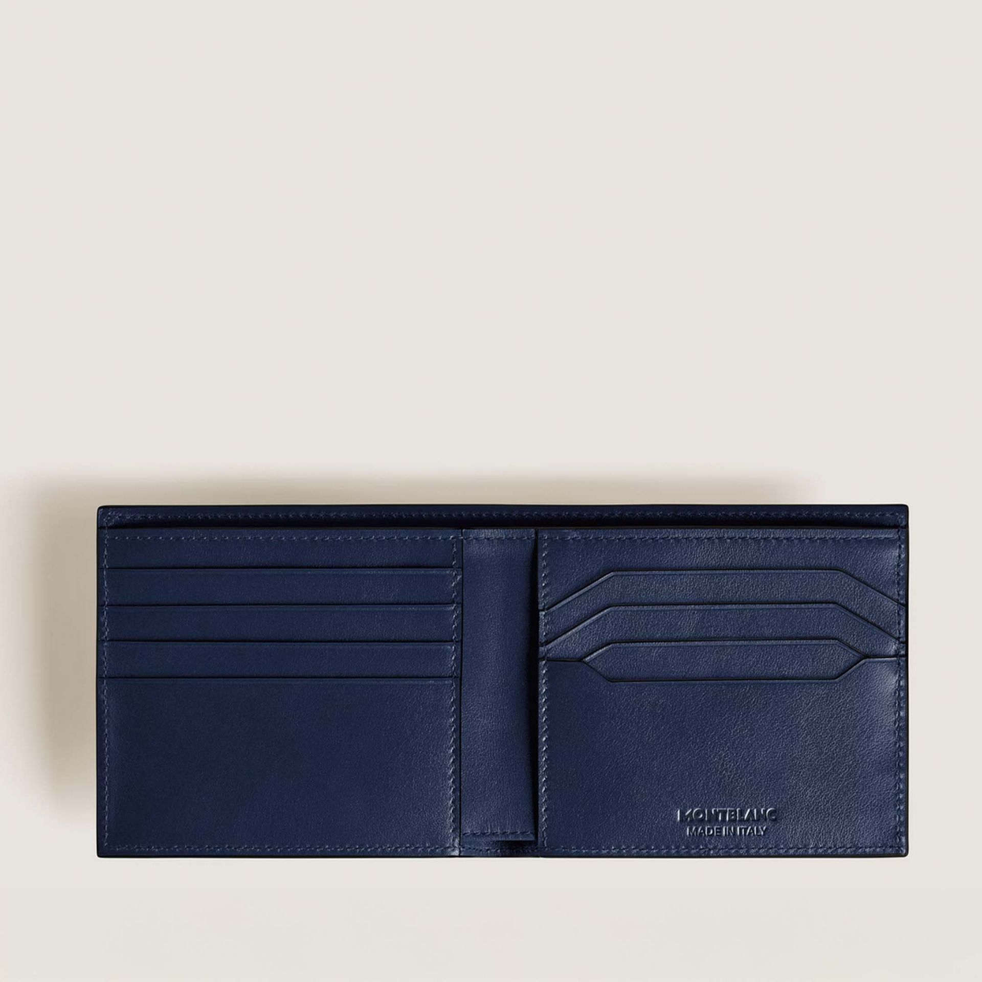 MONTBLANC Portafoglio 8 Tasche in Pelle Meisterstück Nero/Blu Inchiostro  221324