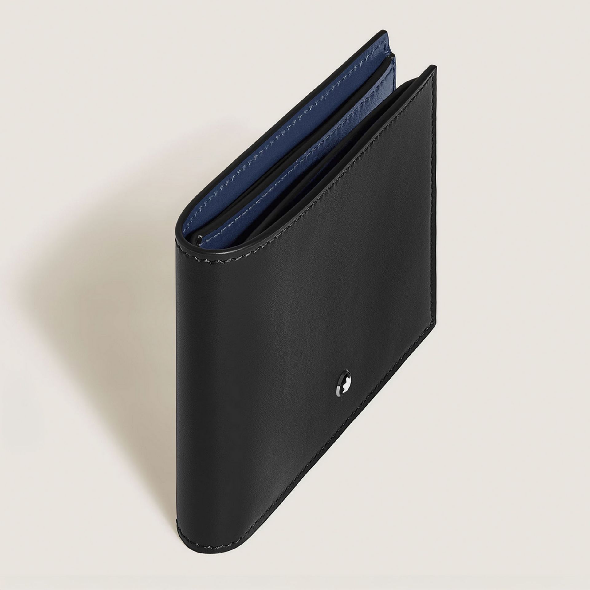 MONTBLANC Portafoglio 8 Tasche in Pelle Meisterstück Nero/Blu Inchiostro  221324