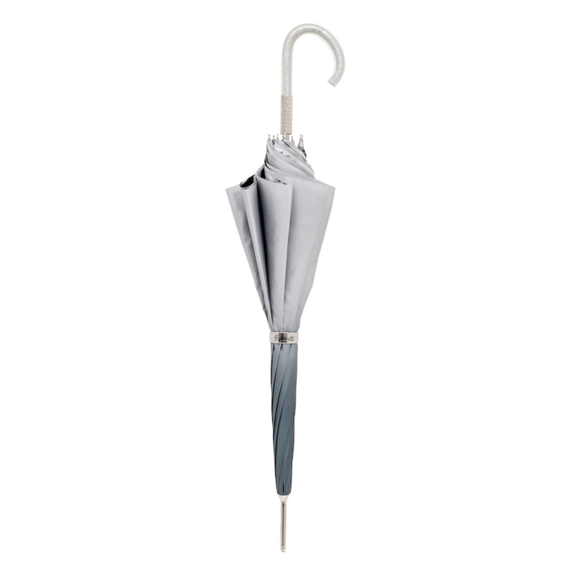 PASOTTI Ombrello Da Donna Animal Grigio Sfumato Interno Maculato con Rose Argento  189N*2184-7*9C458/9*P34