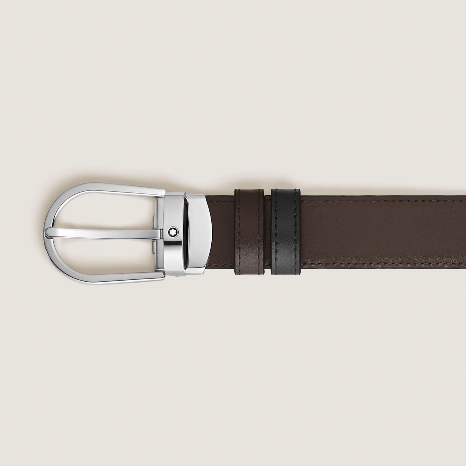 MONTBLANC Cintura Reversibile 30 mm a Ferro di Cavallo in Pelle Meisterstück Nero/Ebano  222371