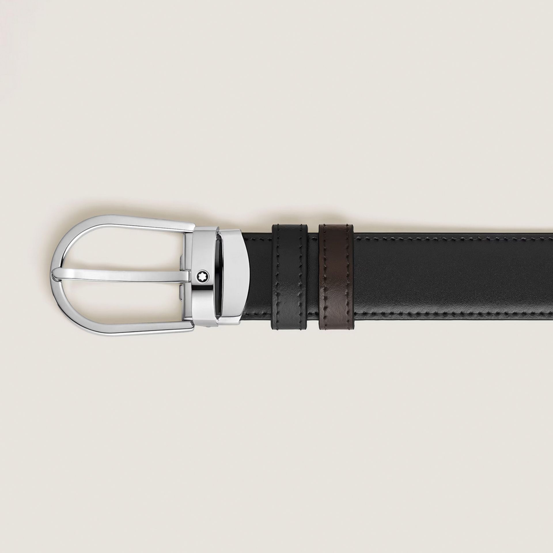 MONTBLANC Cintura Reversibile 30 mm a Ferro di Cavallo in Pelle Meisterstück Nero/Ebano  222371