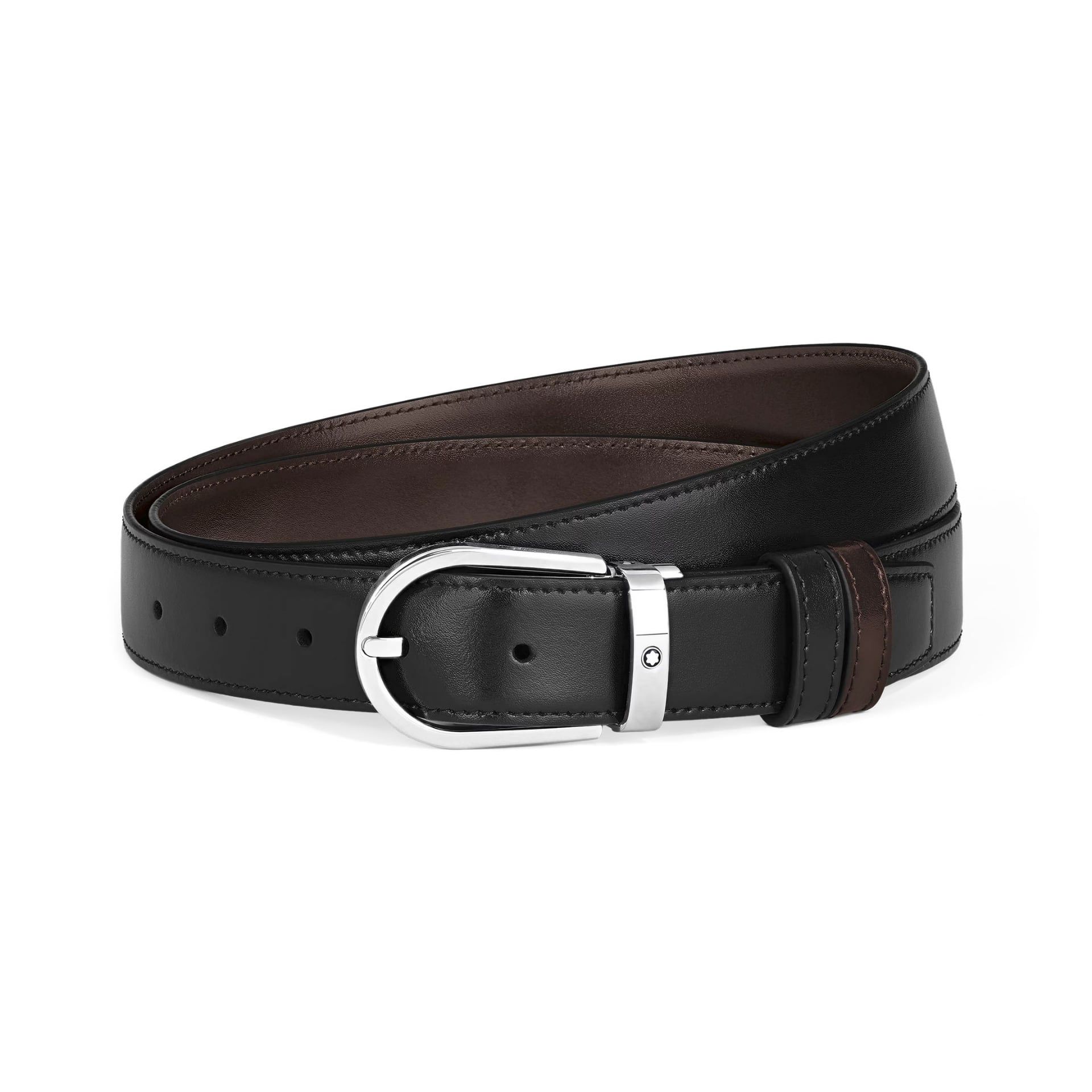 MONTBLANC Cintura Reversibile 30 mm a Ferro di Cavallo in Pelle Meisterstück Nero/Ebano  222371