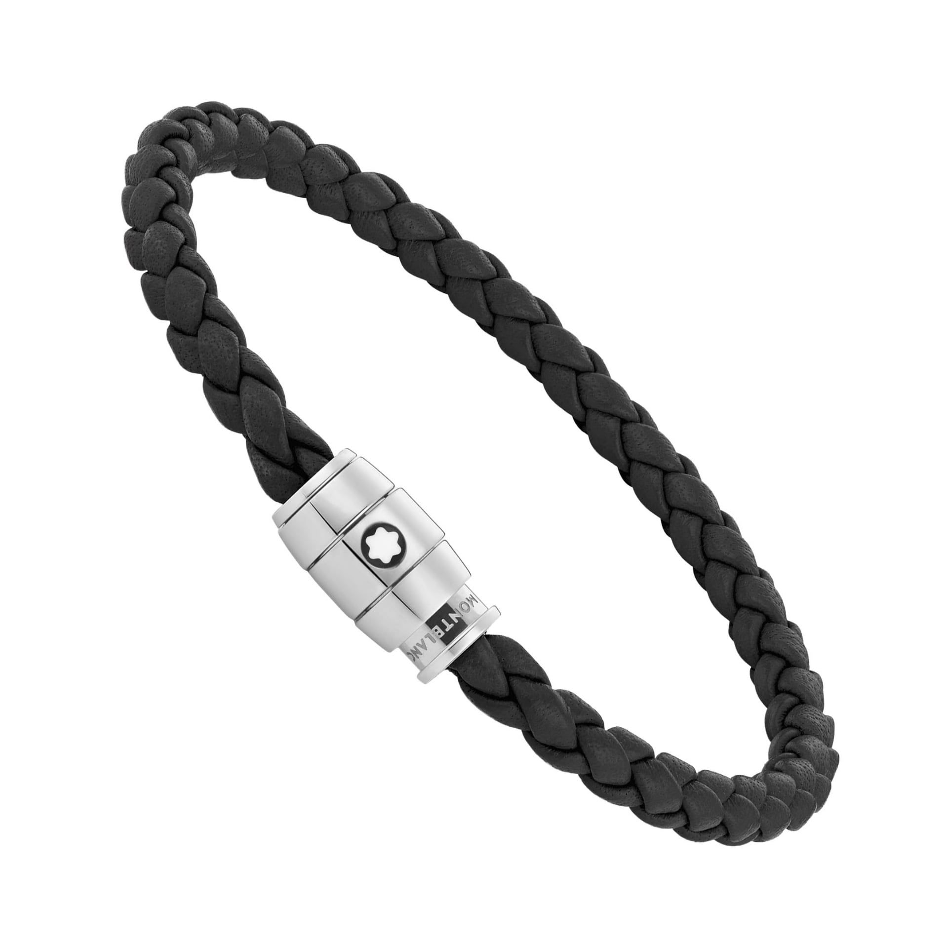 MONTBLANC Bracciale Con Chiusura a 3 Anelli in Pelle Soft Nero  130896