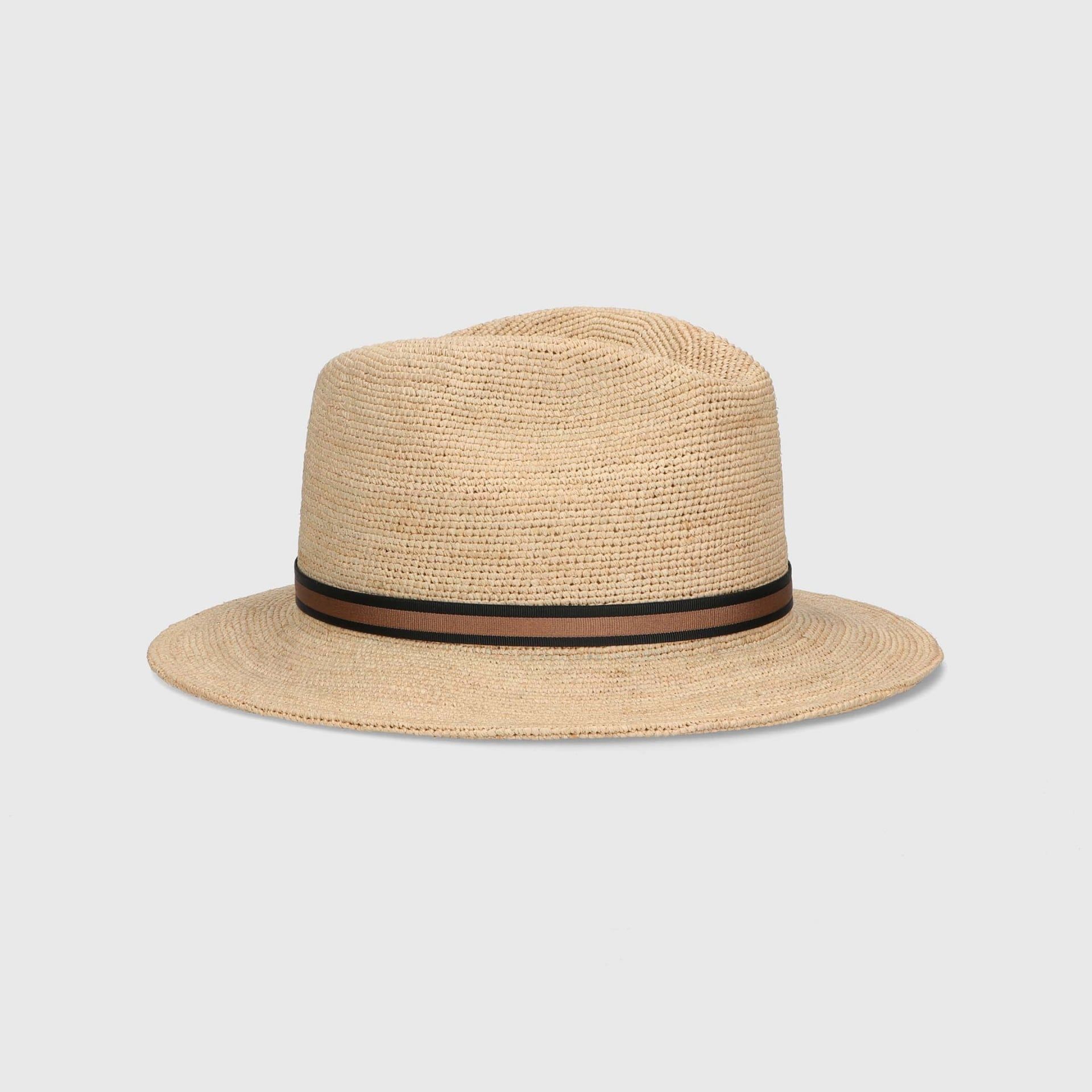 BORSALINO Cappello Argentina Rafia Crochet Fine Cinta Marrone  141165-00G8