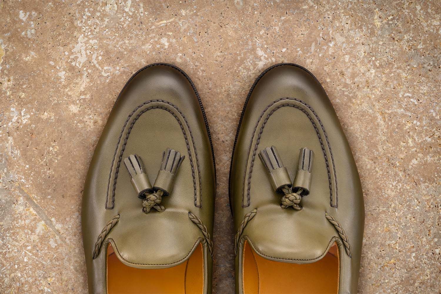 EDWARD GREEN Belgravia - Mocassino Con Nappine - Olive Green  BELGRAVIA