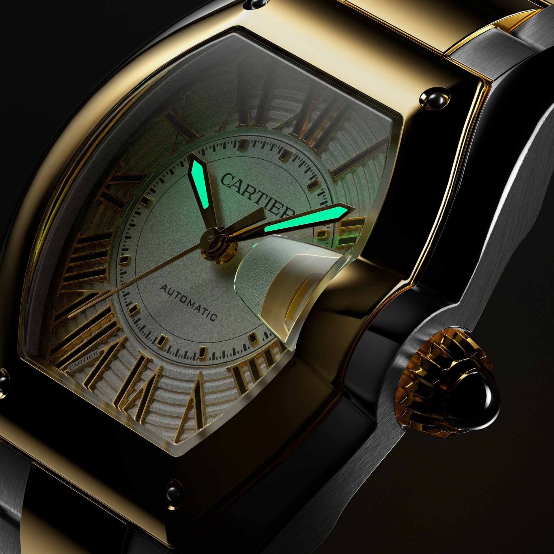 CARTIER Roadster Modello Grande, Acciaio e Oro Giallo 38.7 X 47.2 MM W2RD0010
