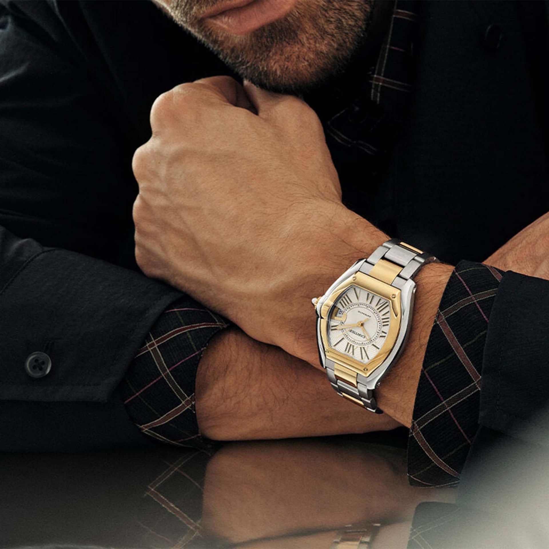 CARTIER Roadster Modello Grande, Acciaio e Oro Giallo 38.7 X 47.2 MM W2RD0010