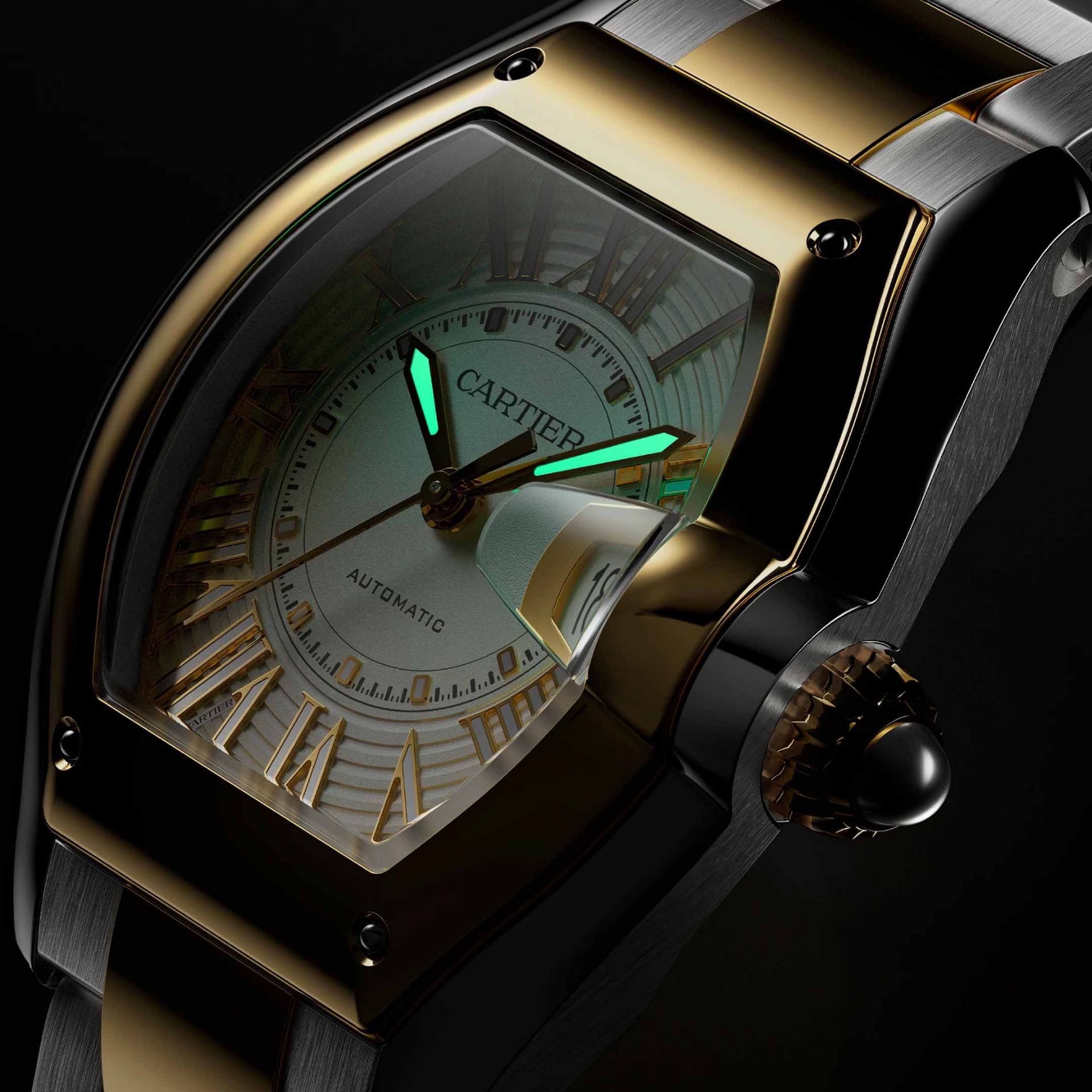 CARTIER Roadster Modello Medio, Acciaio e Oro Giallo 34.9 X 42.5 MM W2RD0009