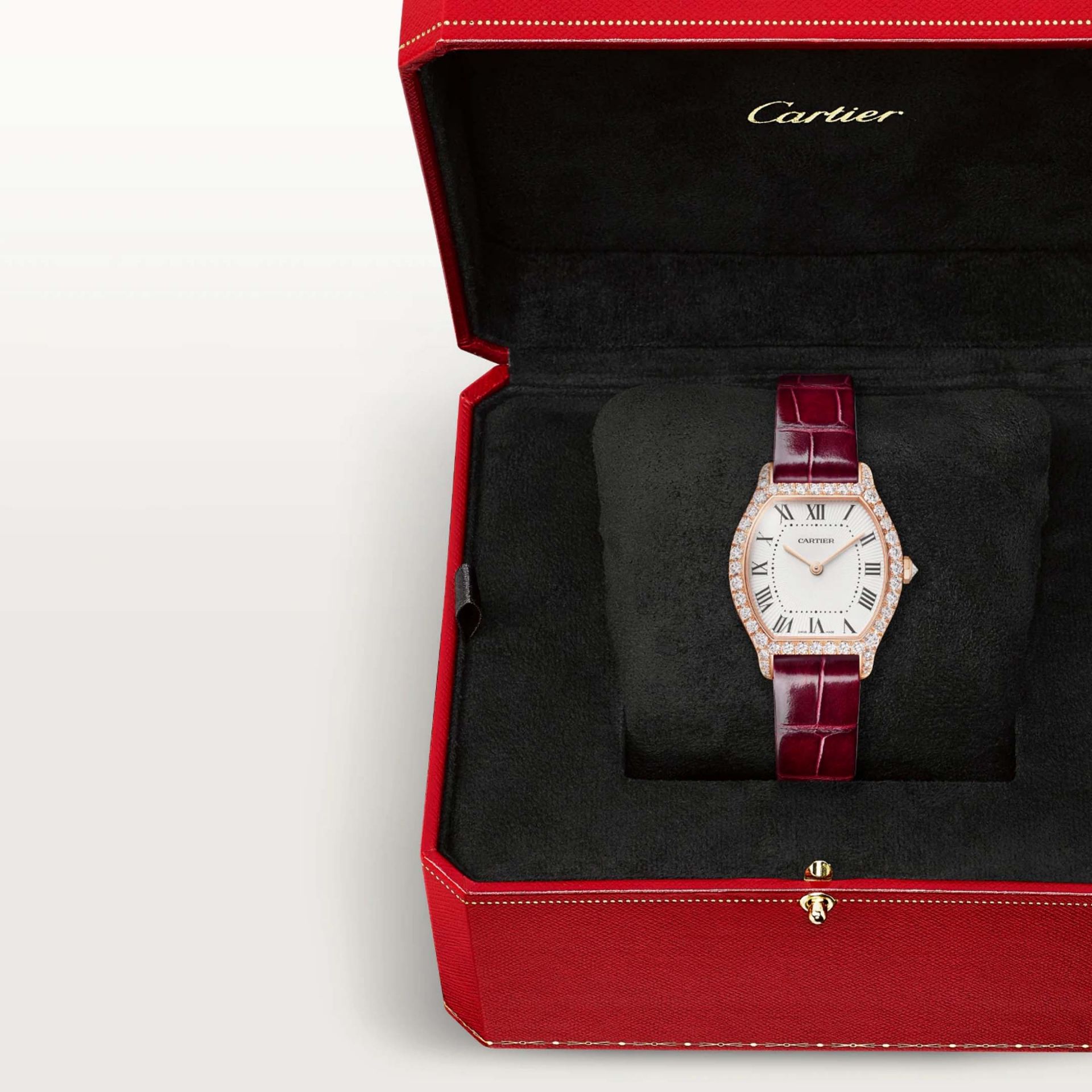 CARTIER Tortue Modello Piccolo, Oro Rosa, Diamanti, Pelle 33.4 X 26.7 MM WJTO0012