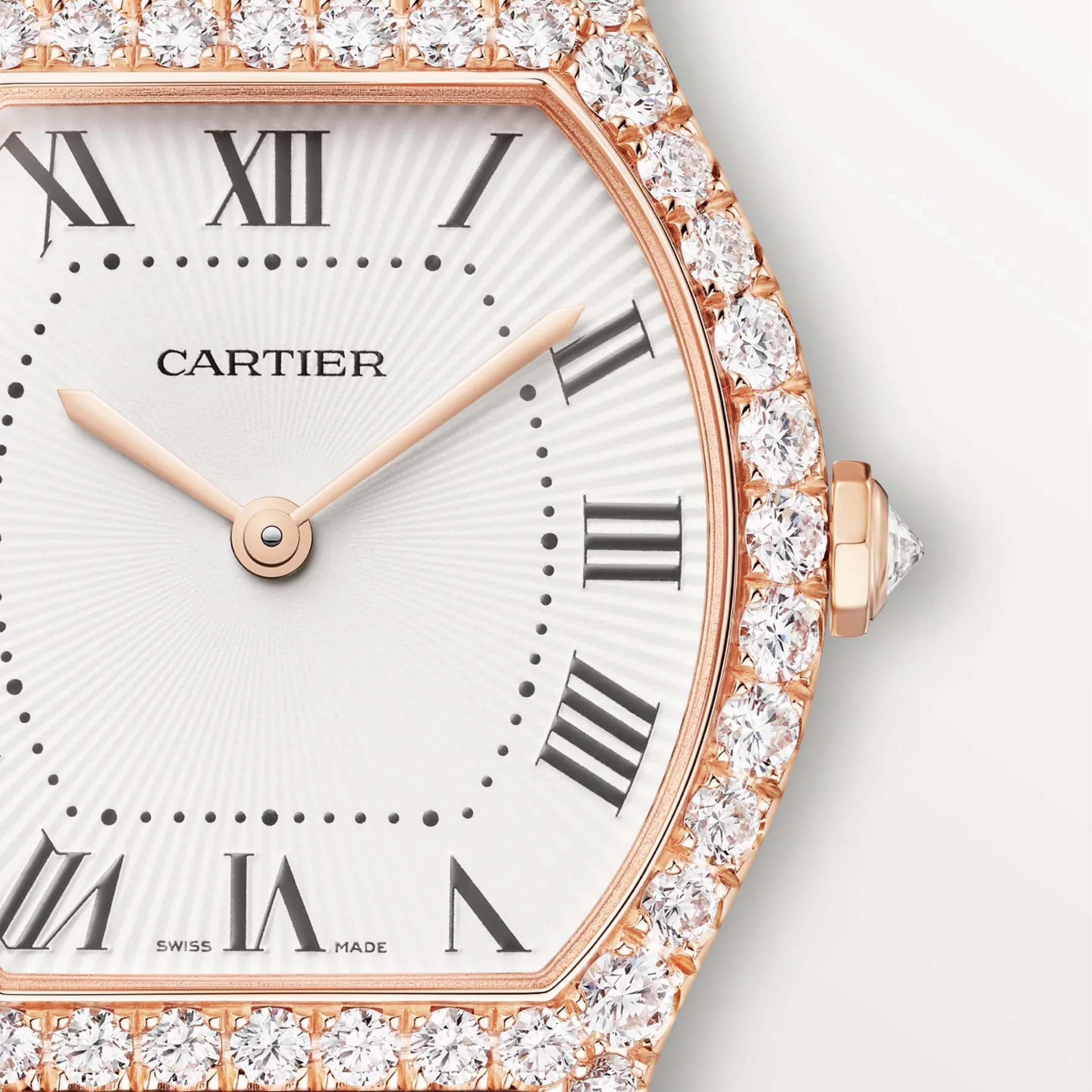 CARTIER Tortue Modello Piccolo, Oro Rosa, Diamanti, Pelle 33.4 X 26.7 MM WJTO0012