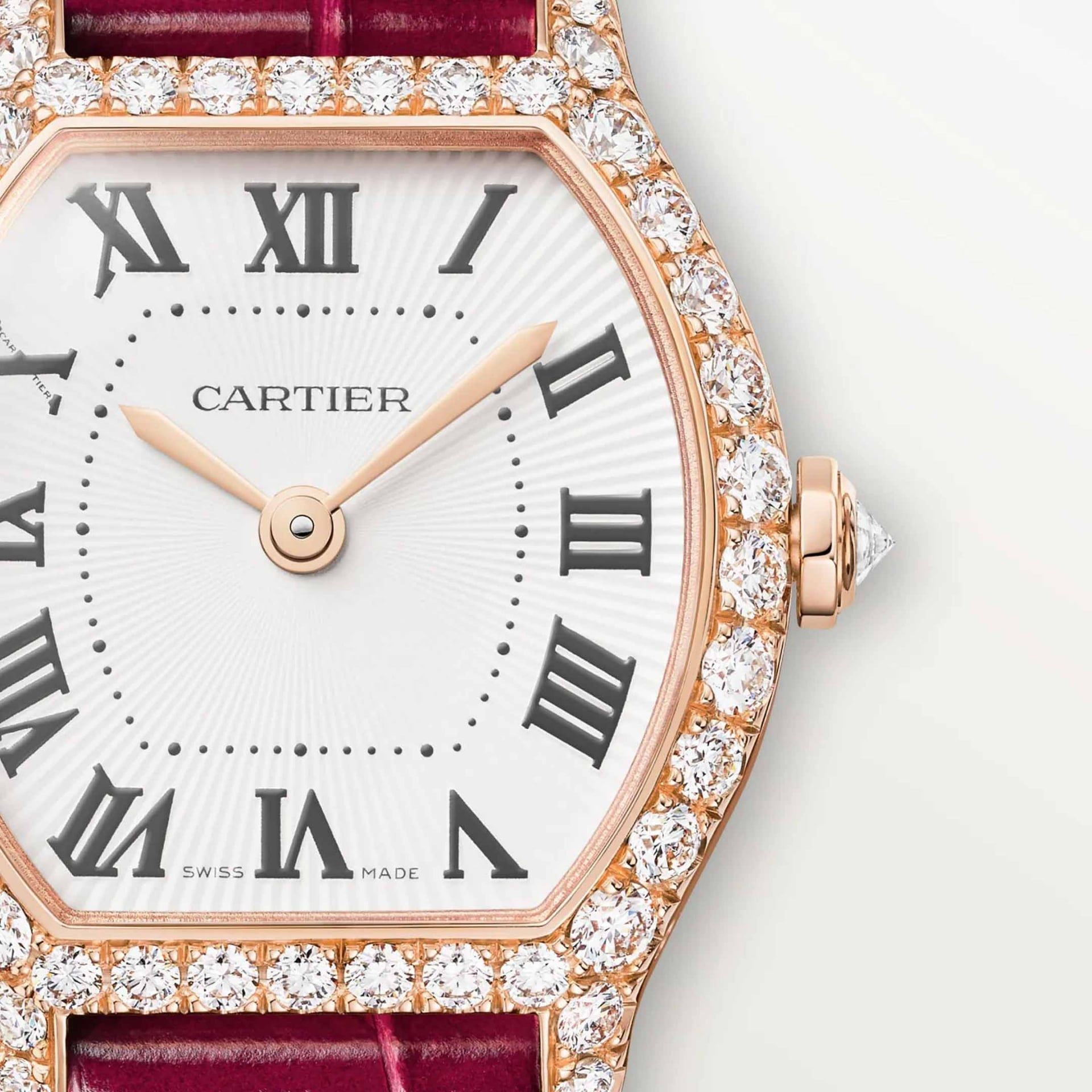 CARTIER Tortue Modello Mini, Oro Rosa, Diamanti, Pelle 26,1 X 20,9 MM WJTO0011