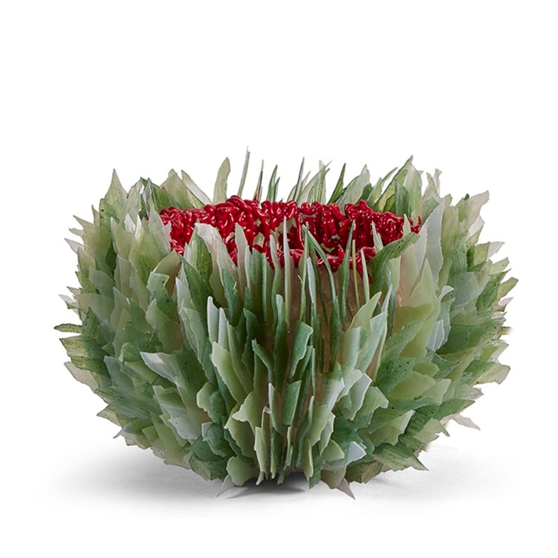 GIGLIOLA SCAGLIOTTI Vaso In Silicone Coral Cave Scaglie Verdi Pistilli Rossi 34 CM X H 25 CM VASEM307