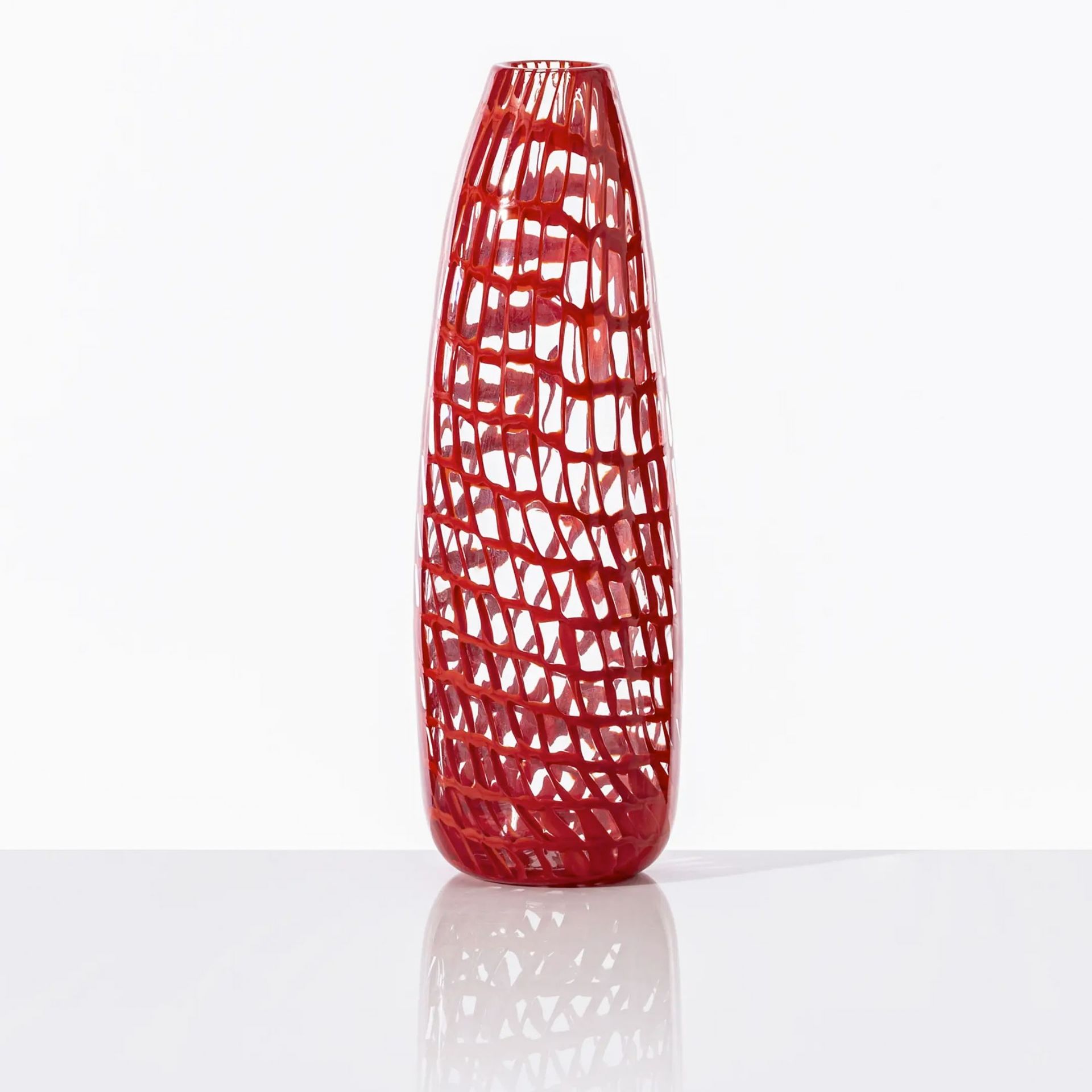 VENINI Vaso Occhi (Tobia Scarpa) Corallo/Cristallo 14 CM - H 21 CM 520.03
