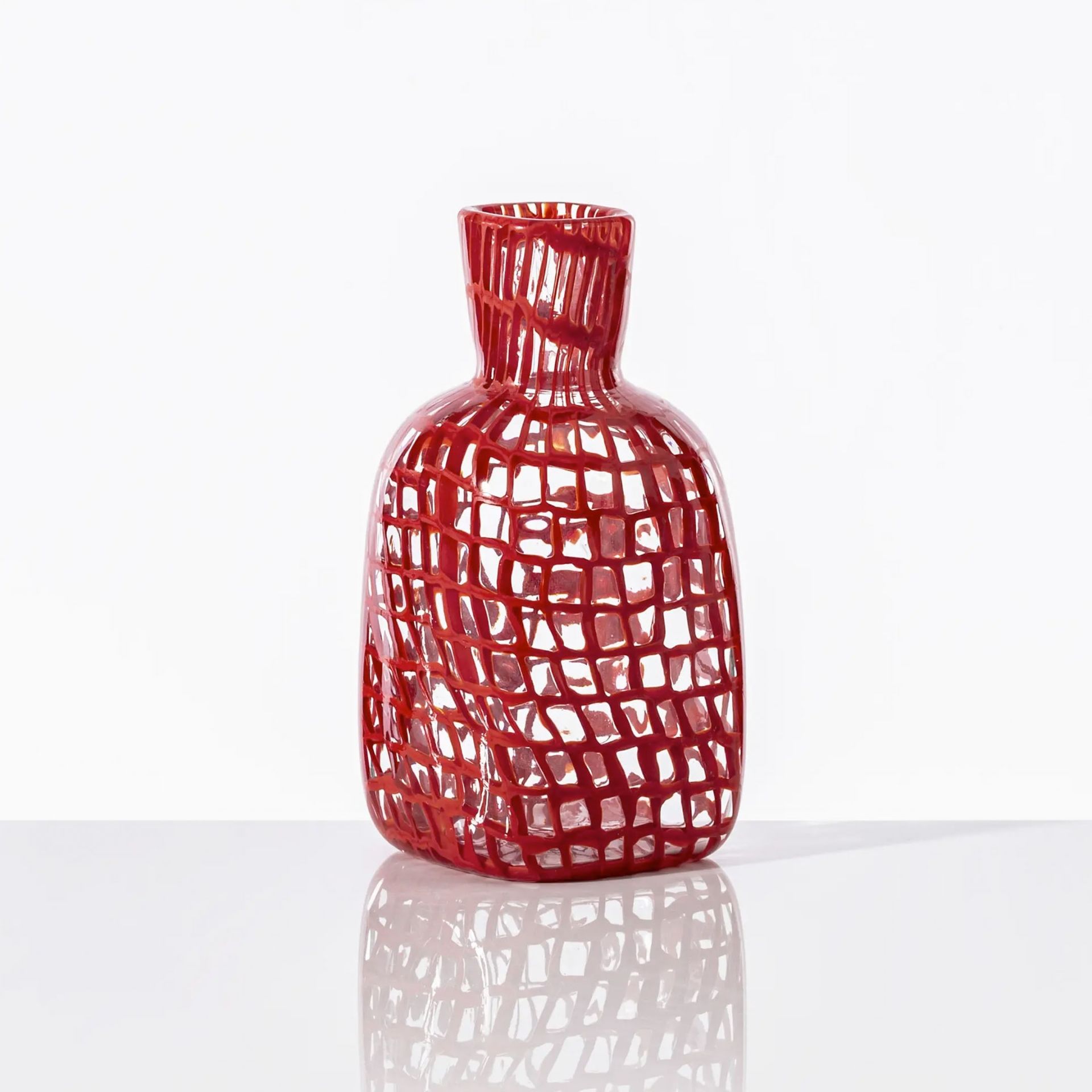 VENINI Vaso Occhi (Tobia Scarpa) Corallo/Cristallo 9,5 CM - H 21 CM 520.02
