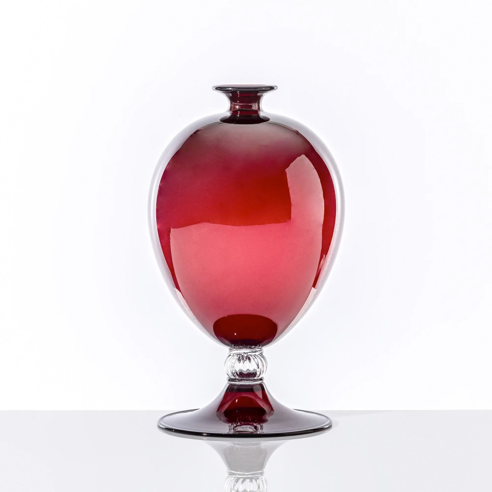 VENINI Vaso Veronese Rosso/Cristallo 20 CM - H 32 CM 600.01