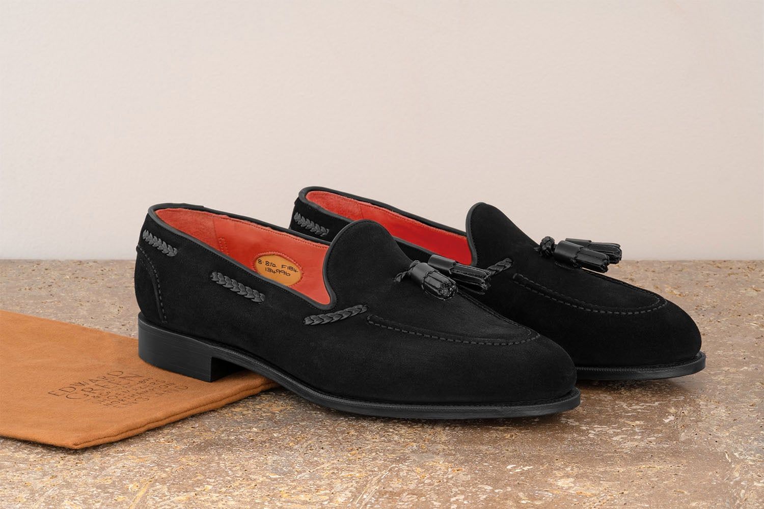 EDWARD GREEN Belgravia - Mocassino Con Nappine Camoscio - Black - Edizione Astrua  A-BELGRAVIA