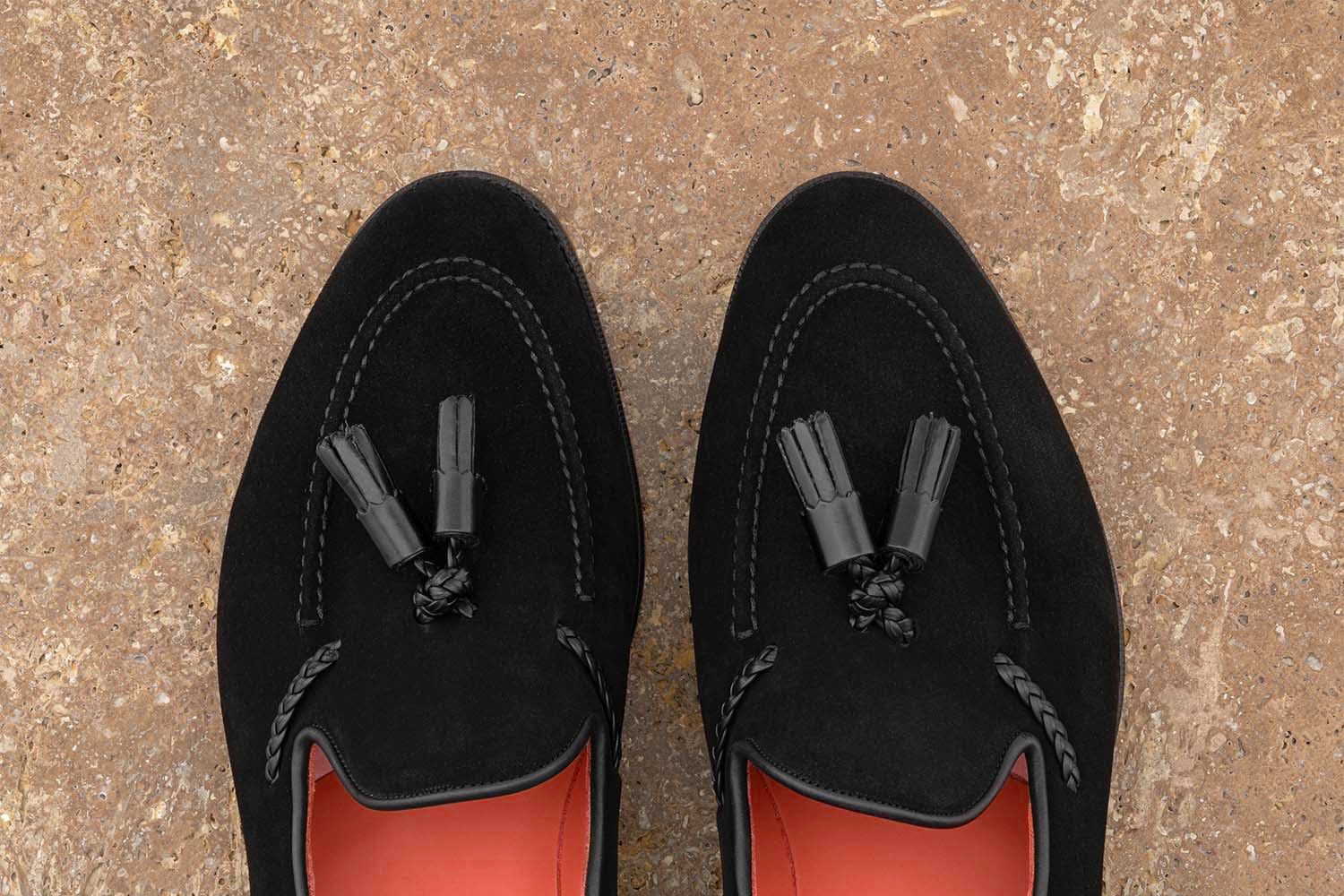 EDWARD GREEN Belgravia - Mocassino Con Nappine Camoscio - Black - Edizione Astrua  A-BELGRAVIA