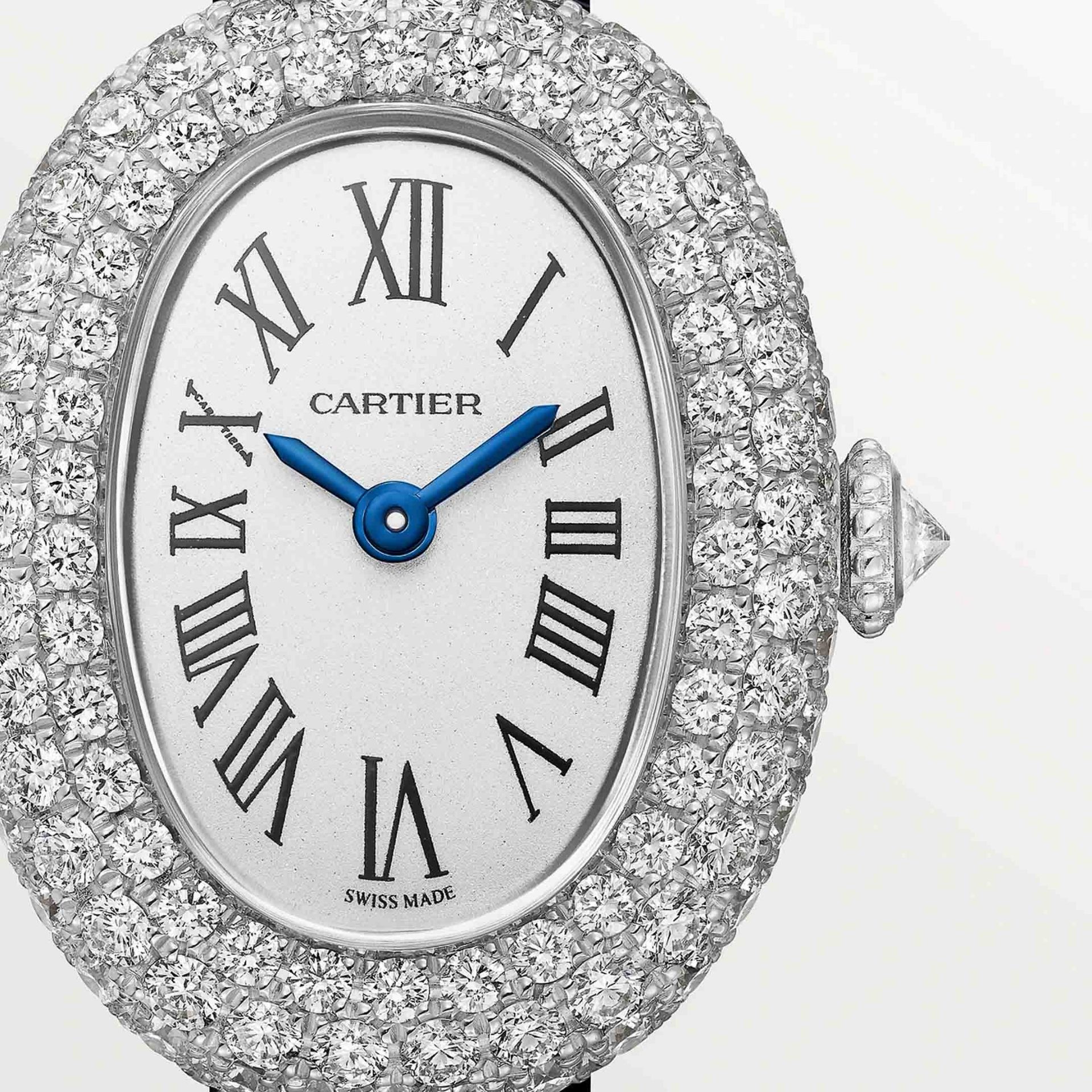 CARTIER Baignoire Modello Mini, Oro Bianco, Diamanti, Pelle 24.6 X 18.7 MM WJBA0070