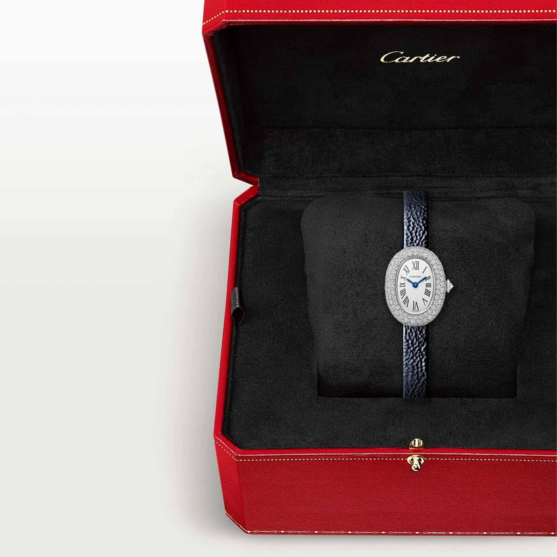 CARTIER Baignoire Modello Mini, Oro Bianco, Diamanti, Pelle 24.6 X 18.7 MM WJBA0070