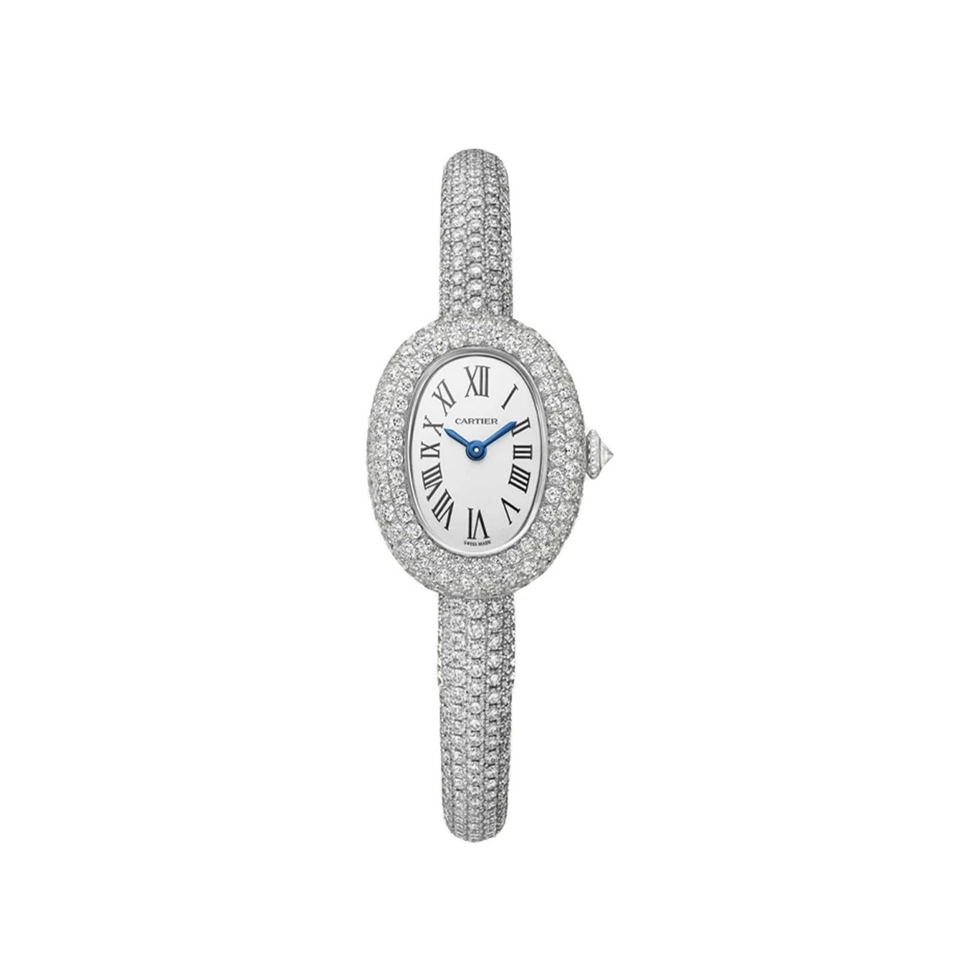 CARTIER Baignoire Modello Mini, Oro Bianco, Diamanti (Misura 15) 24.6 X 18.7 MM HPI01853