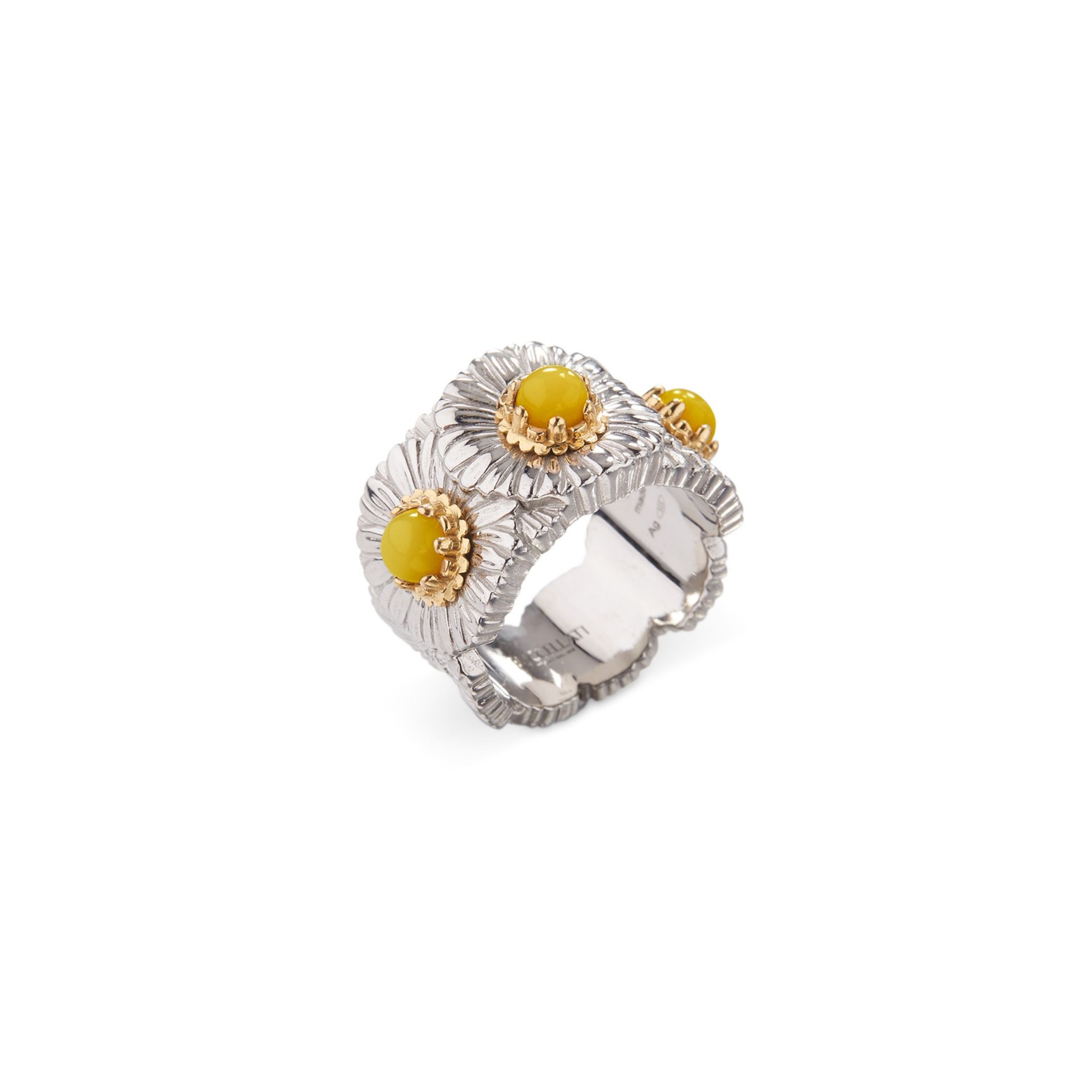 BUCCELLATI Anello Eternelle Blossoms Color in Argento con Agata Gialla  JAGETE023606