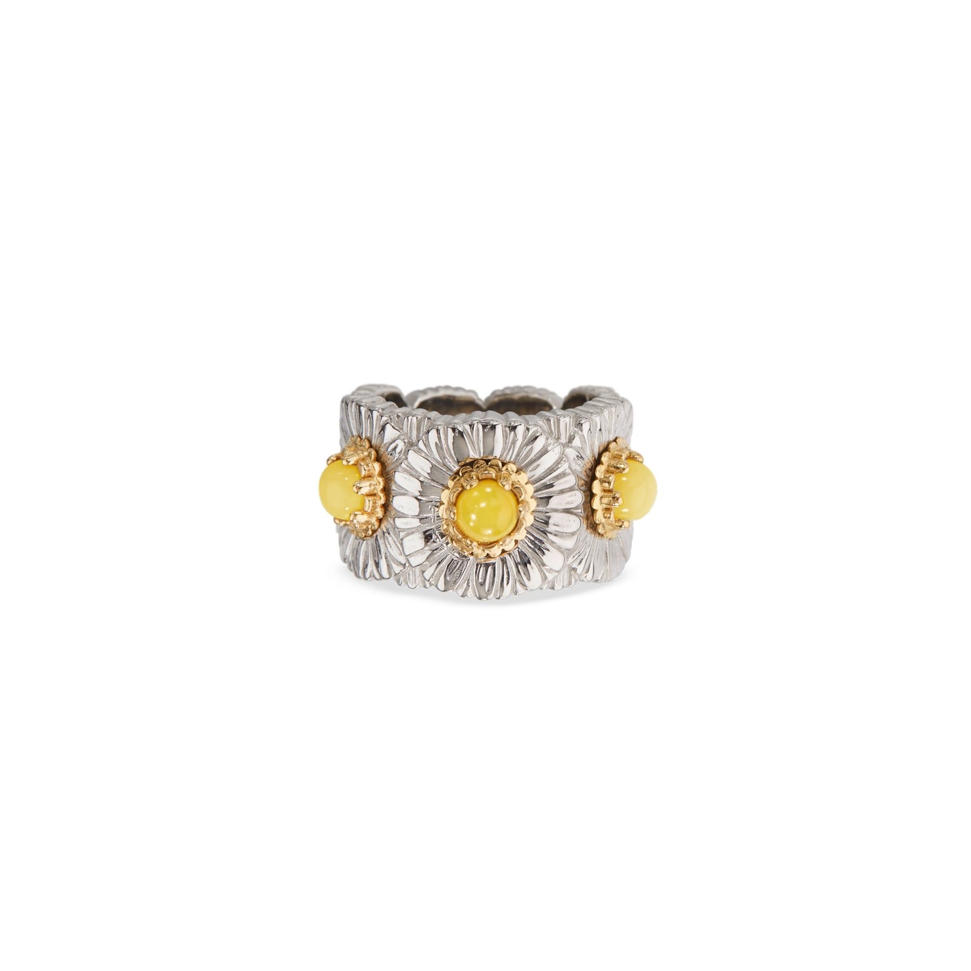BUCCELLATI Anello Eternelle Blossoms Color in Argento con Agata Gialla  JAGETE023606
