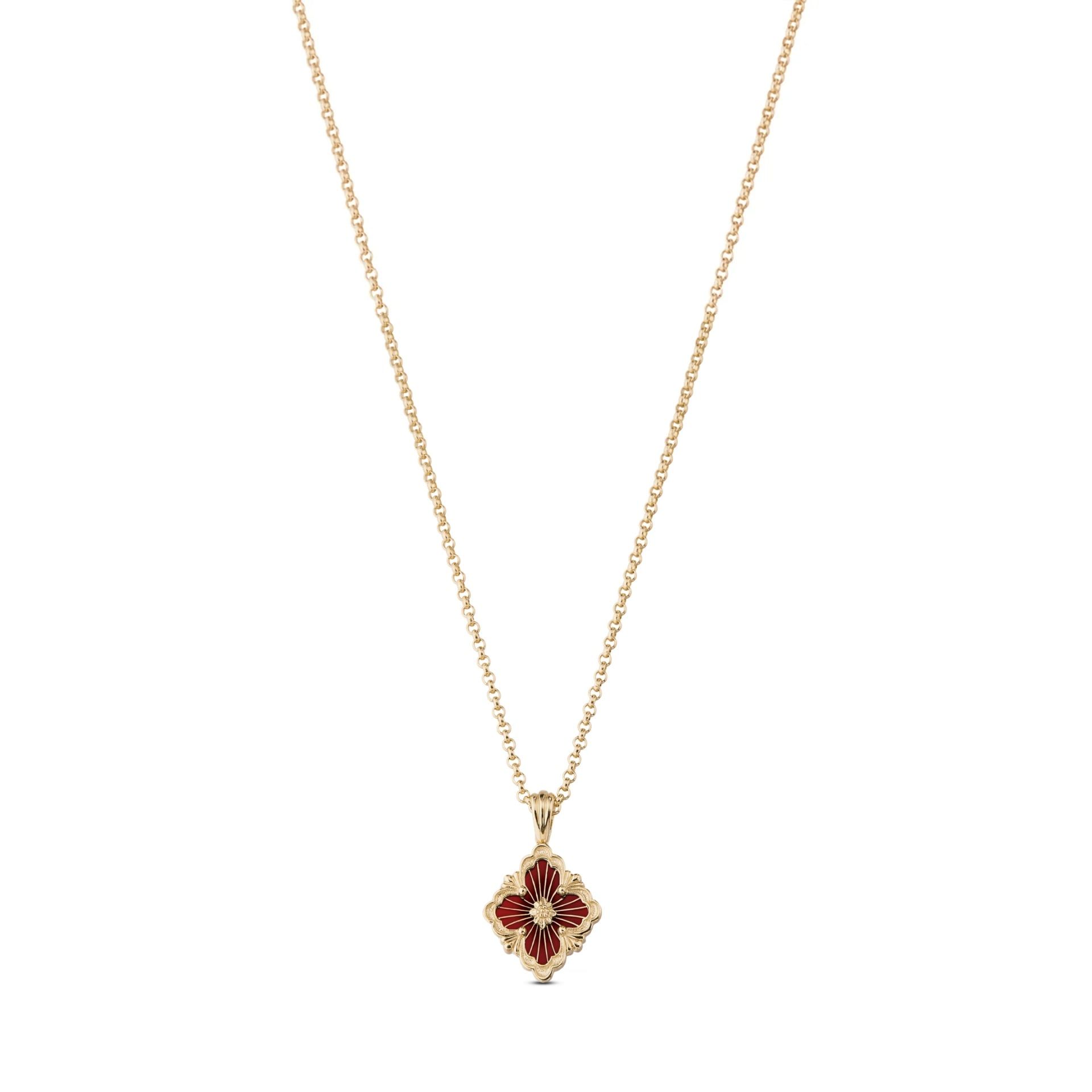 BUCCELLATI Pendente Opera Tulle Enamel in Oro Giallo e Smalto Rosso  JAUPEN014934