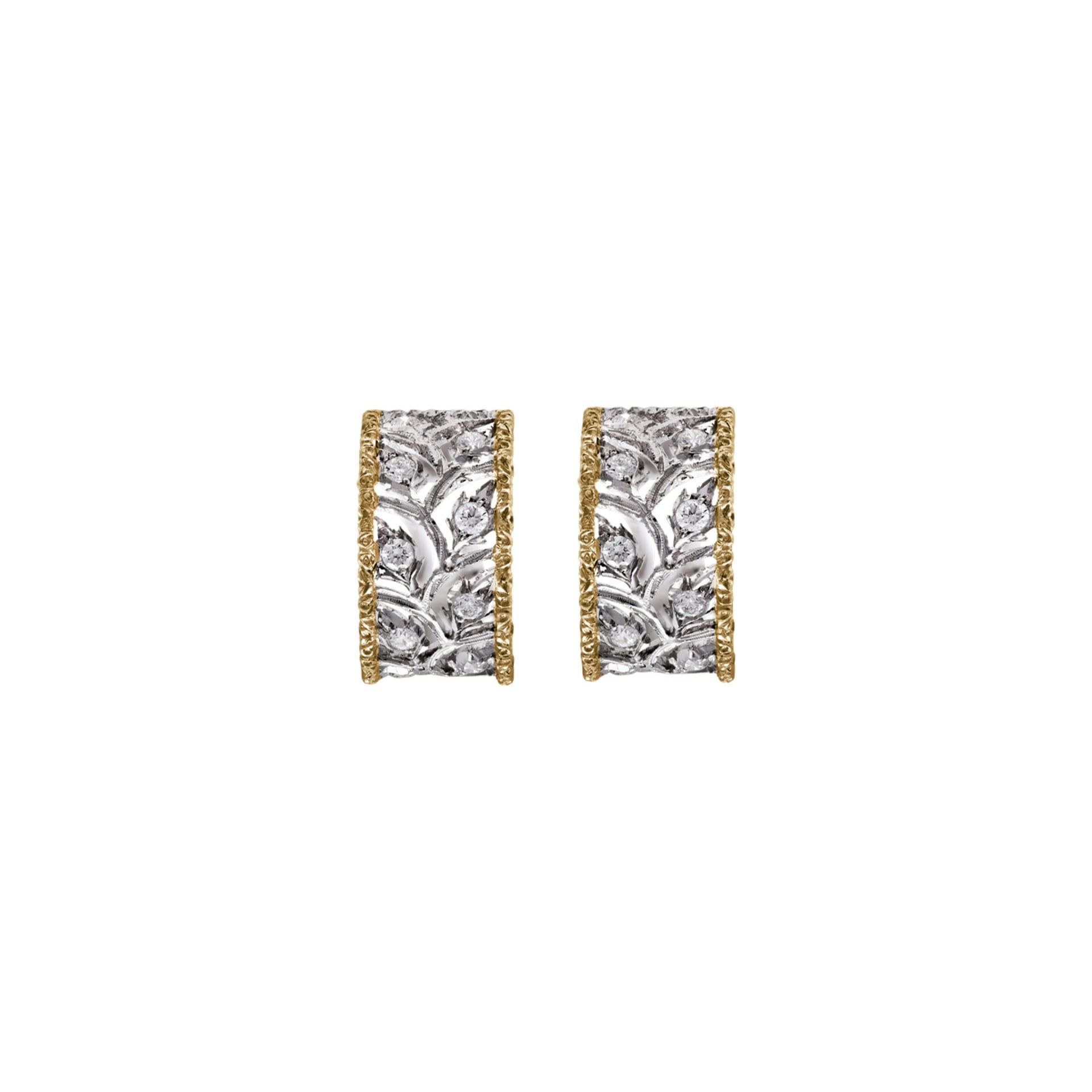 BUCCELLATI Orecchini Ramage in Oro Bianco e Giallo con Diamanti  JAUEAR005785