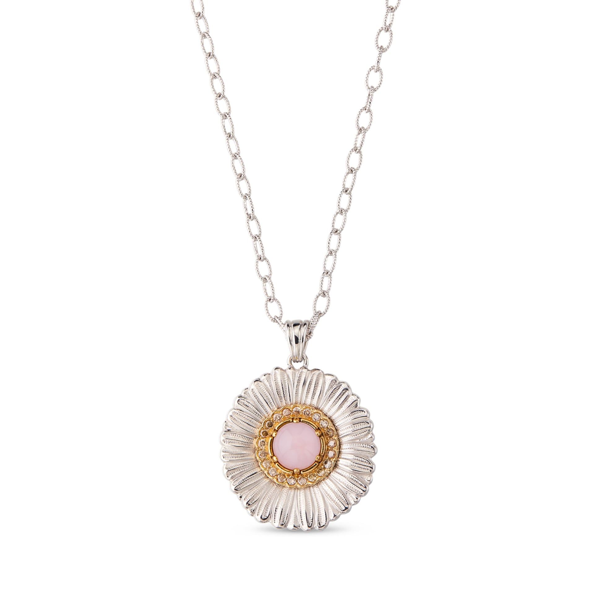 BUCCELLATI Pendente Blossoms Color in Argento con Diamanti e Opale Rosa  JAGPEN023627