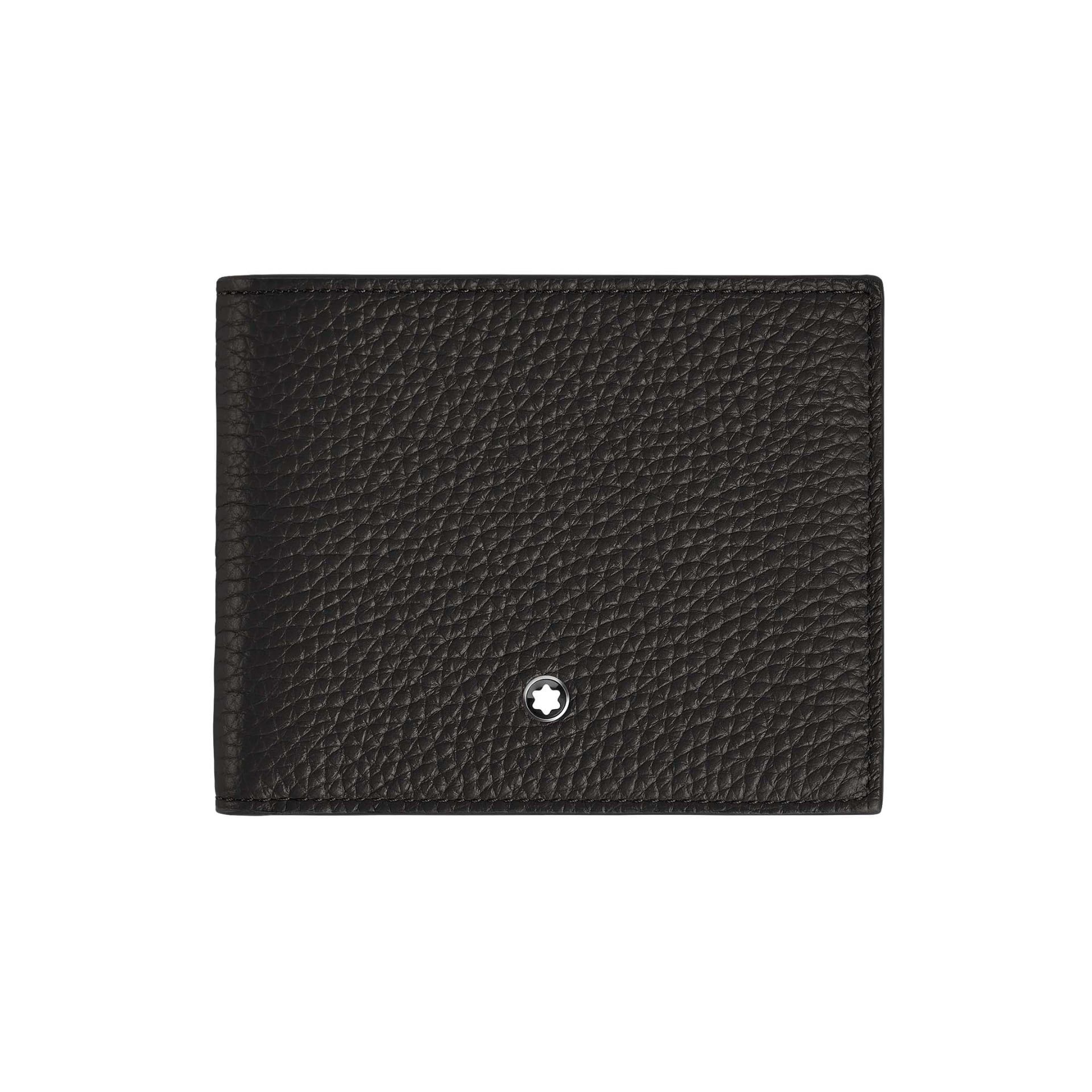 MONTBLANC Portafoglio 4 Tasche con Portamonete in Pelle con Grana Nero  220217