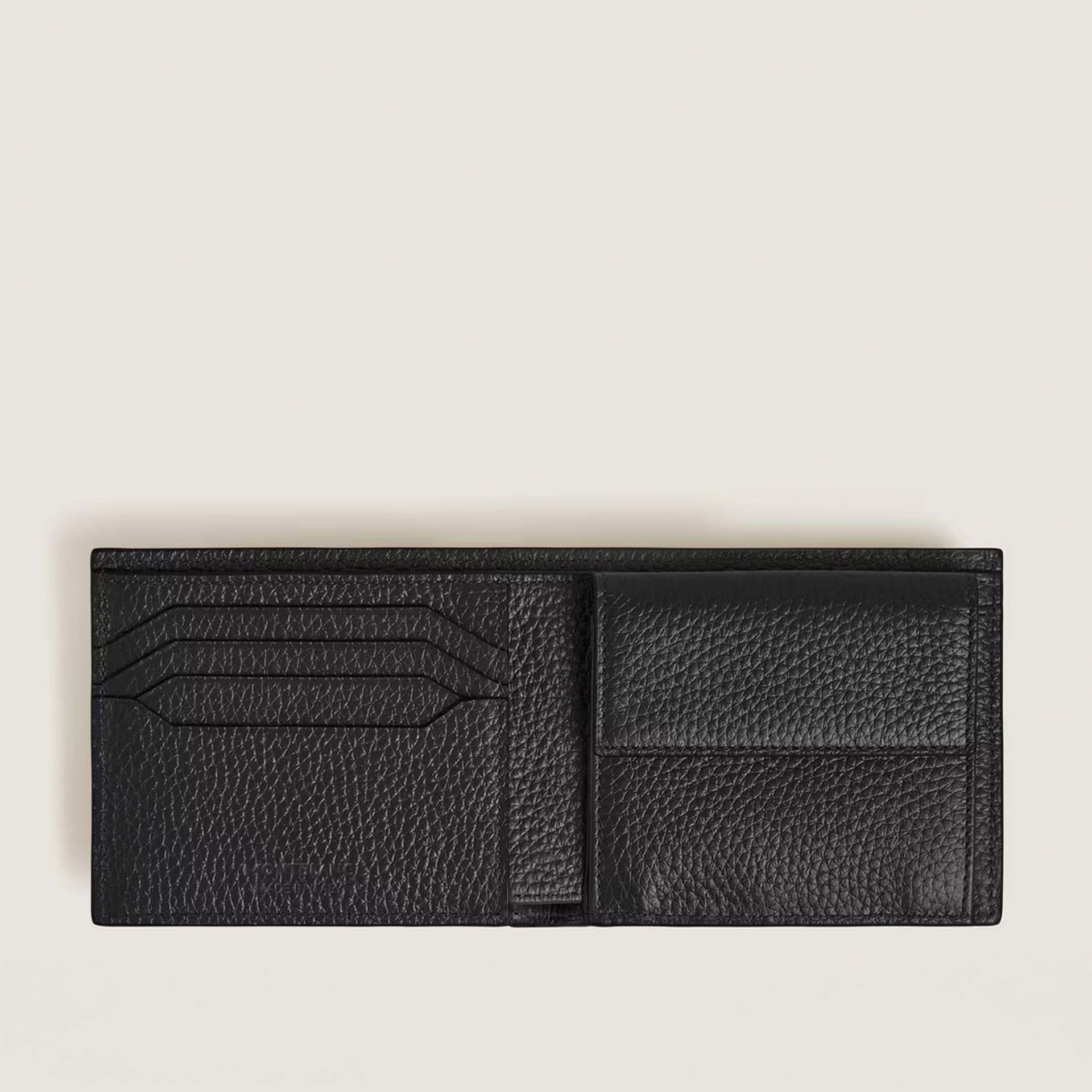 MONTBLANC Portafoglio 4 Tasche con Portamonete in Pelle con Grana Nero  220217