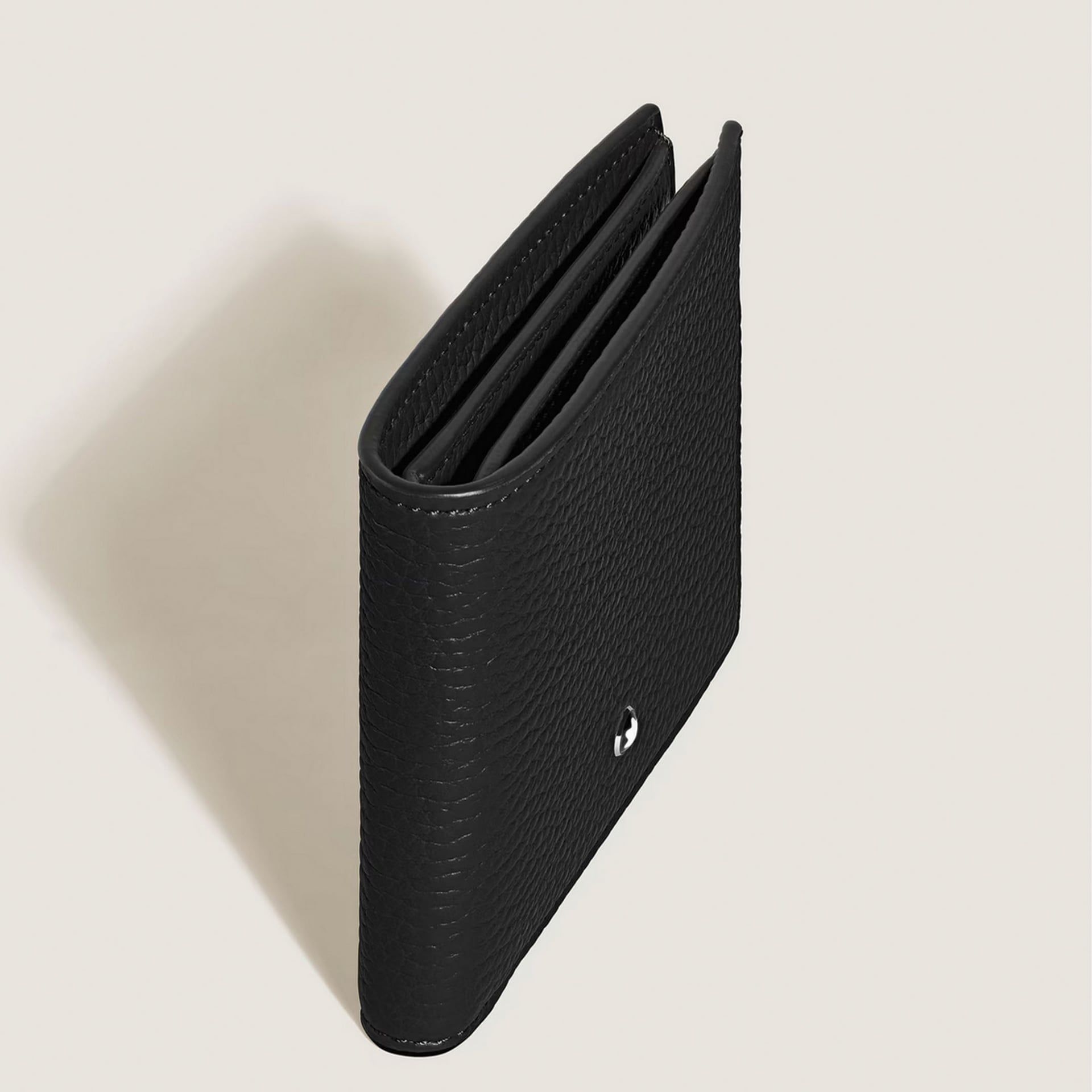 MONTBLANC Portafoglio 4 Tasche con Portamonete in Pelle con Grana Nero  220217