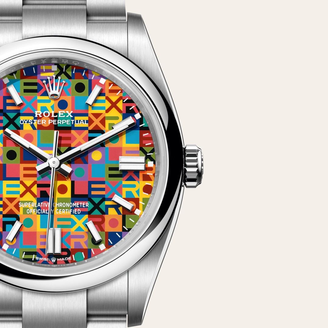 Rolex Oyster Perpetual 36 in Acciaio Oystersteelcon “Pavé madreperla farfalle”, lunetta Bombata, bracciale Acciaio Oystersteel