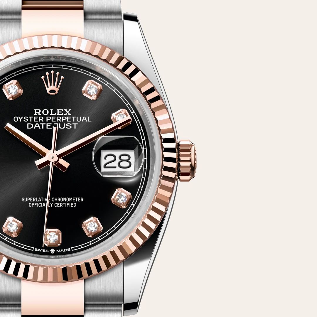 Rolex Datejust 36 in Acciaio Oystersteelcon “Pavé madreperla farfalle”, lunetta Bombata, bracciale Acciaio Oystersteel