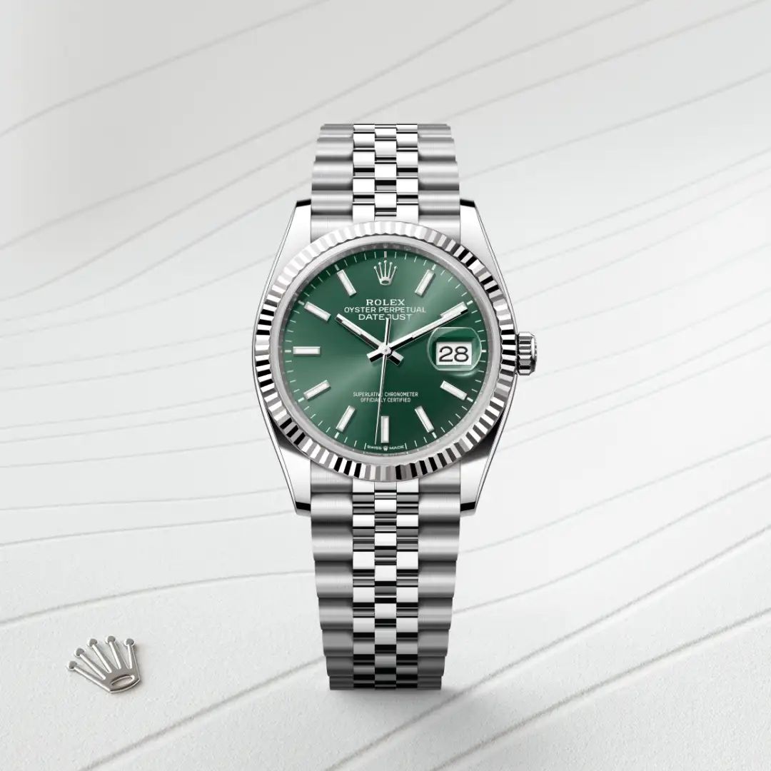 Rolex Datejust 36 in Acciaio Oystersteelcon “Pavé madreperla farfalle”, lunetta Bombata, bracciale Acciaio Oystersteel