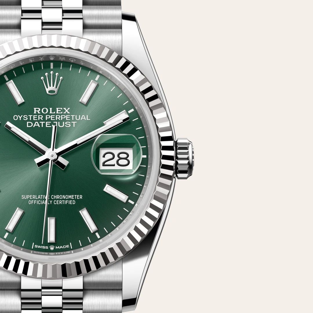 Rolex Datejust 36 in Acciaio Oystersteelcon “Pavé madreperla farfalle”, lunetta Bombata, bracciale Acciaio Oystersteel