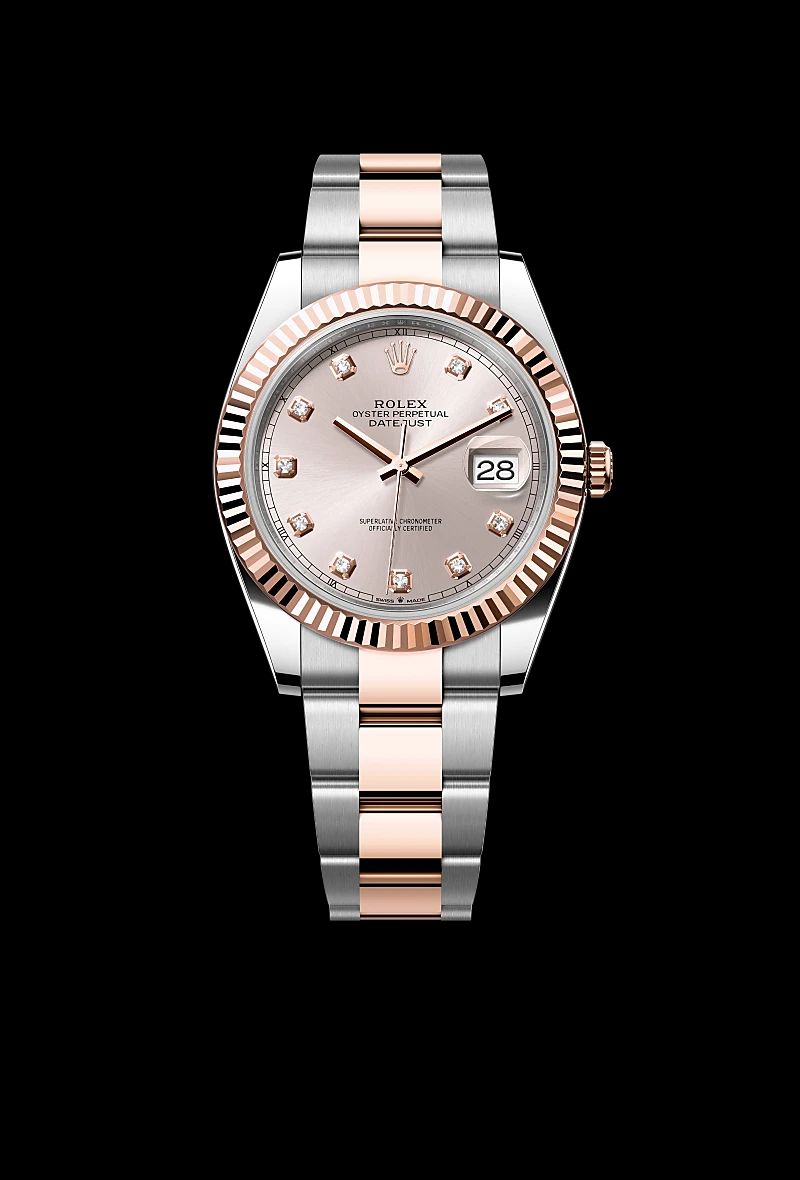 Rolex Datejust 41 in Acciaio Oystersteelcon “Pavé madreperla farfalle”, lunetta Bombata, bracciale Acciaio Oystersteel