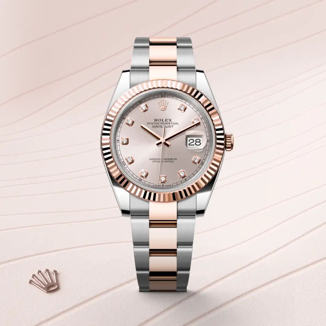 Rolex Datejust 41 in Acciaio Oystersteelcon “Pavé madreperla farfalle”, lunetta Bombata, bracciale Acciaio Oystersteel