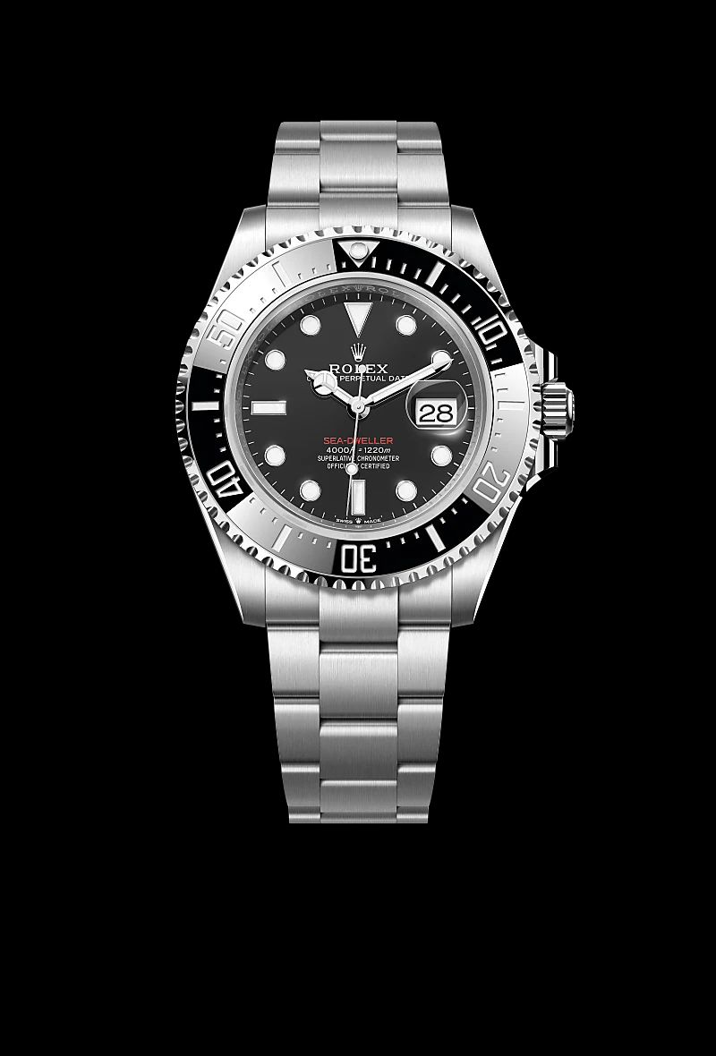 Rolex Sea-Dweller in Acciaio Oystersteelcon “Pavé madreperla farfalle”, lunetta Bombata, bracciale Acciaio Oystersteel