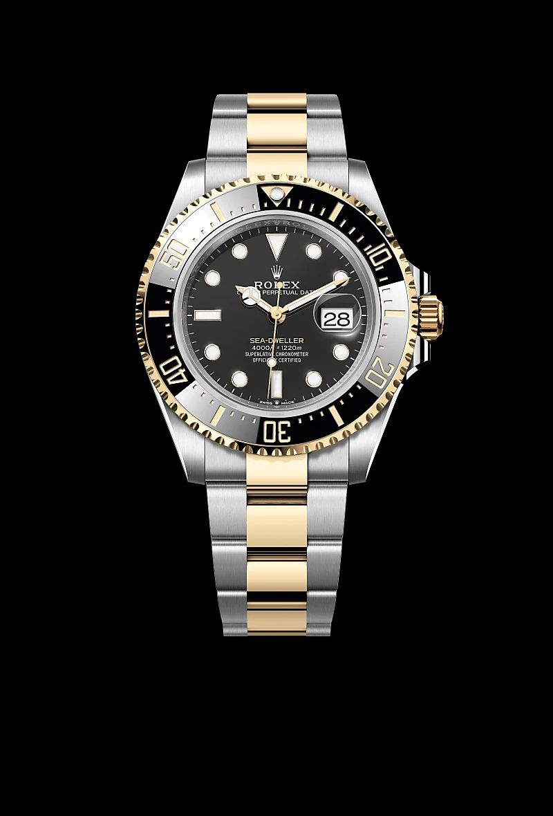 Rolex Sea-Dweller in Acciaio Oystersteelcon “Pavé madreperla farfalle”, lunetta Bombata, bracciale Acciaio Oystersteel