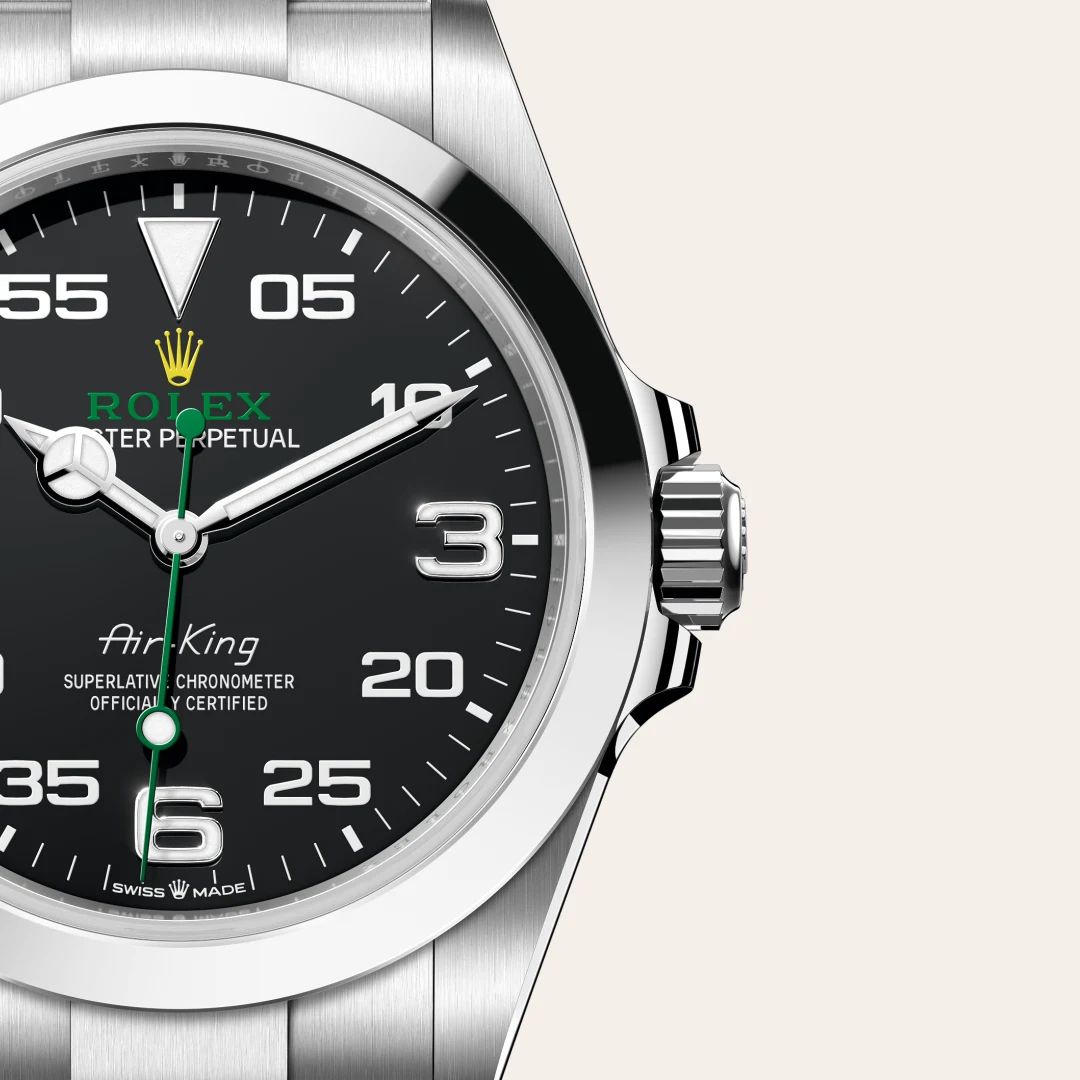 Rolex Air-King in Oystersteelcon “Butterfly mother-of-pearl pavé”, lunetta Domed, bracciale Oystersteel