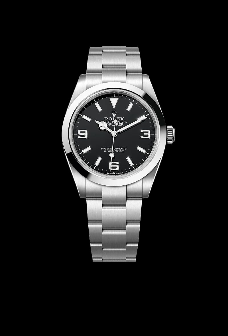 Rolex Explorer 40 in Acciaio Oystersteelcon “Pavé madreperla farfalle”, lunetta Bombata, bracciale Acciaio Oystersteel