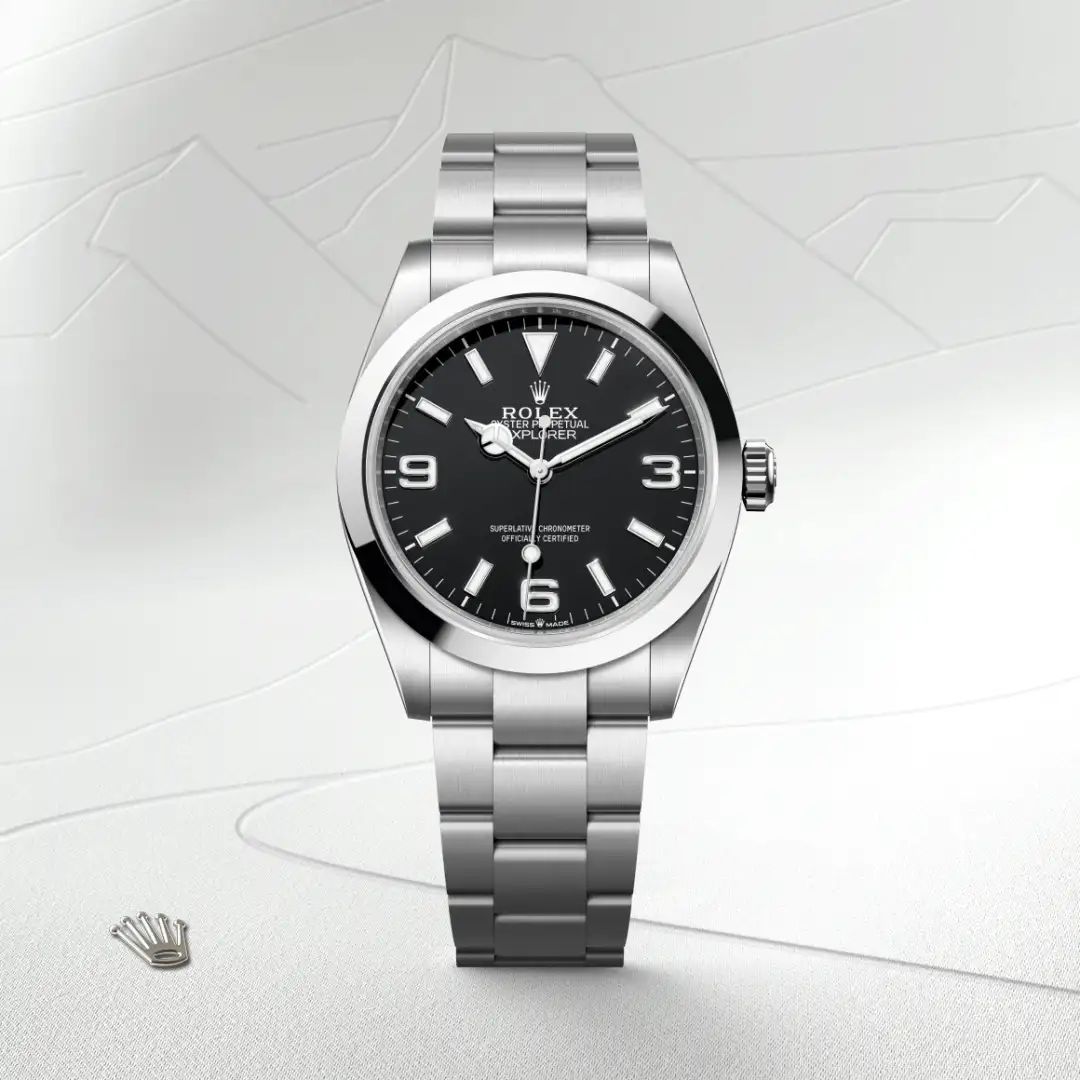 Rolex Explorer 40 in Oystersteelcon “Butterfly mother-of-pearl pavé”, lunetta Domed, bracciale Oystersteel