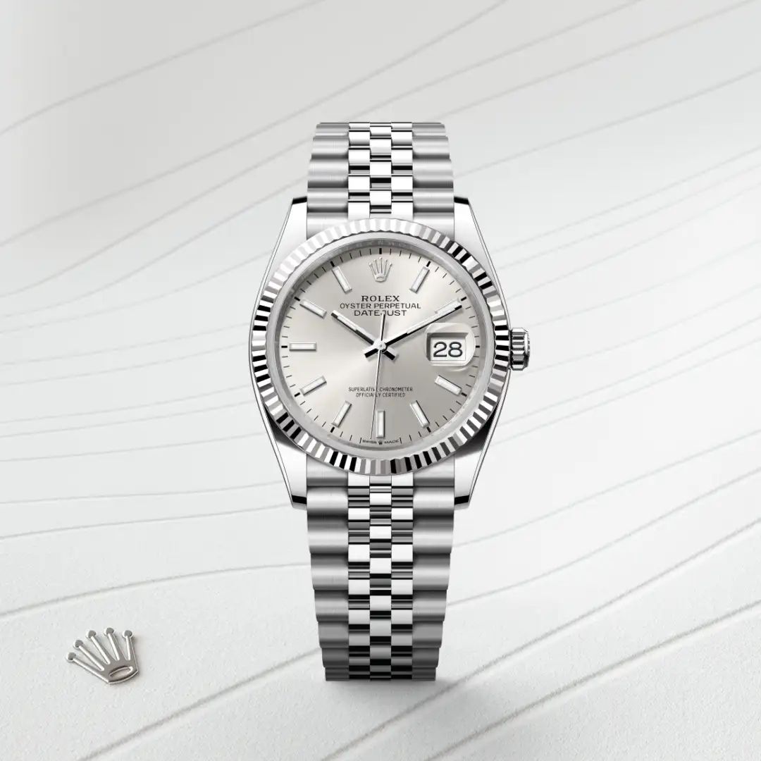 Rolex Datejust 36 in Acciaio Oystersteelcon “Pavé madreperla farfalle”, lunetta Bombata, bracciale Acciaio Oystersteel