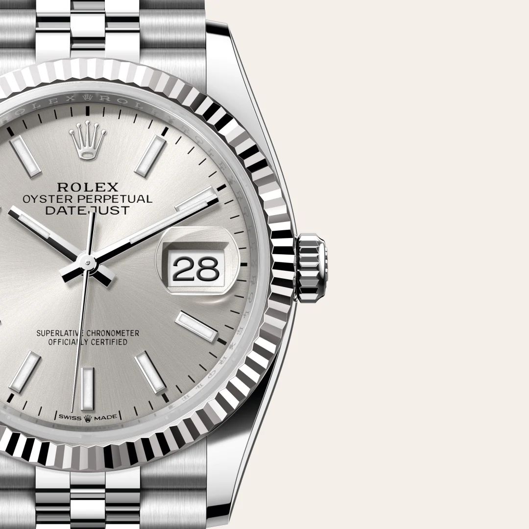 Rolex Datejust 36 in Acciaio Oystersteelcon “Pavé madreperla farfalle”, lunetta Bombata, bracciale Acciaio Oystersteel