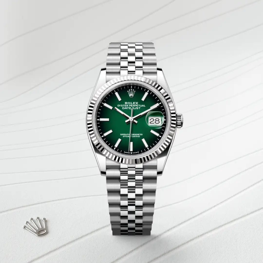 Rolex Datejust 36 in Acciaio Oystersteelcon “Pavé madreperla farfalle”, lunetta Bombata, bracciale Acciaio Oystersteel