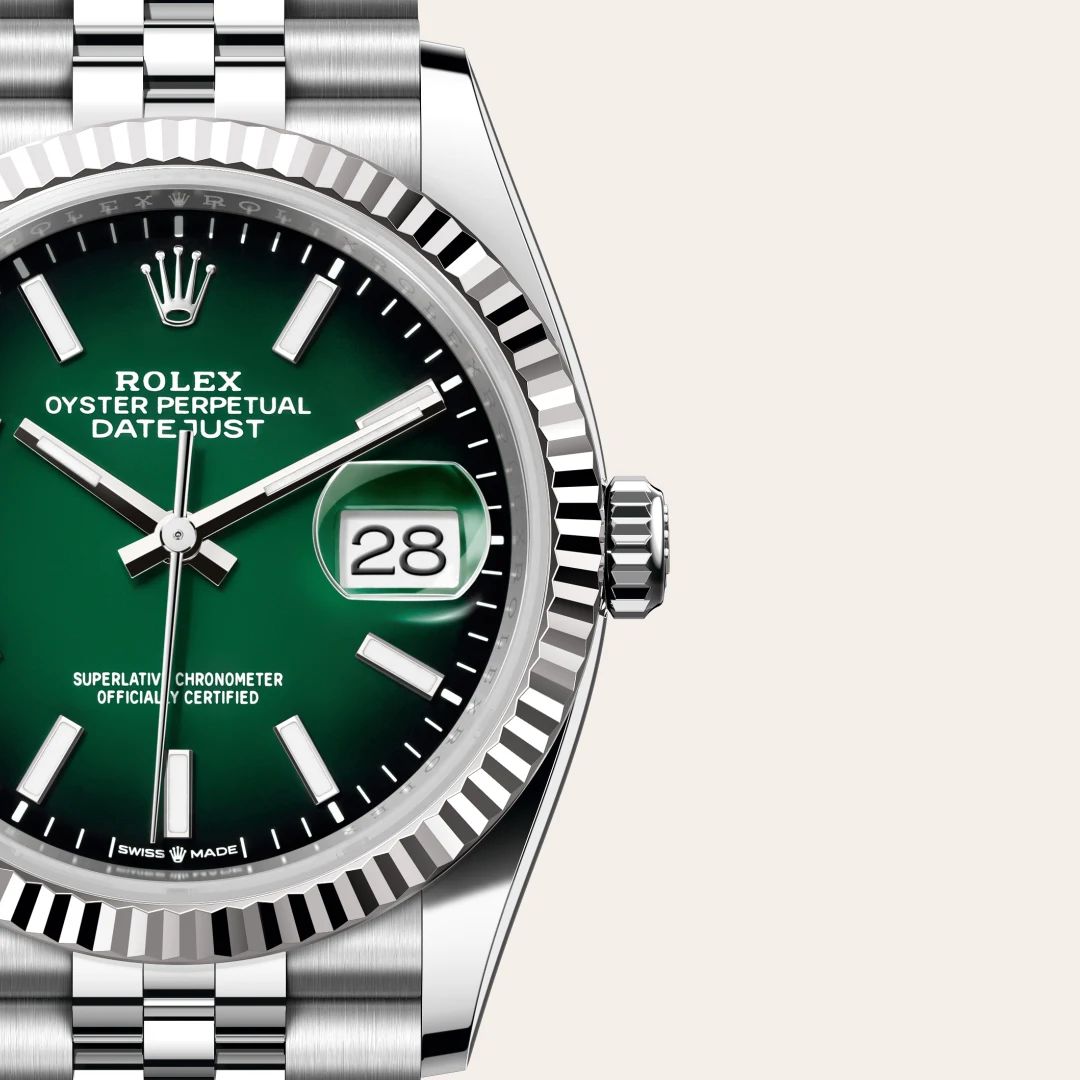 Rolex Datejust 36 in Acciaio Oystersteelcon “Pavé madreperla farfalle”, lunetta Bombata, bracciale Acciaio Oystersteel