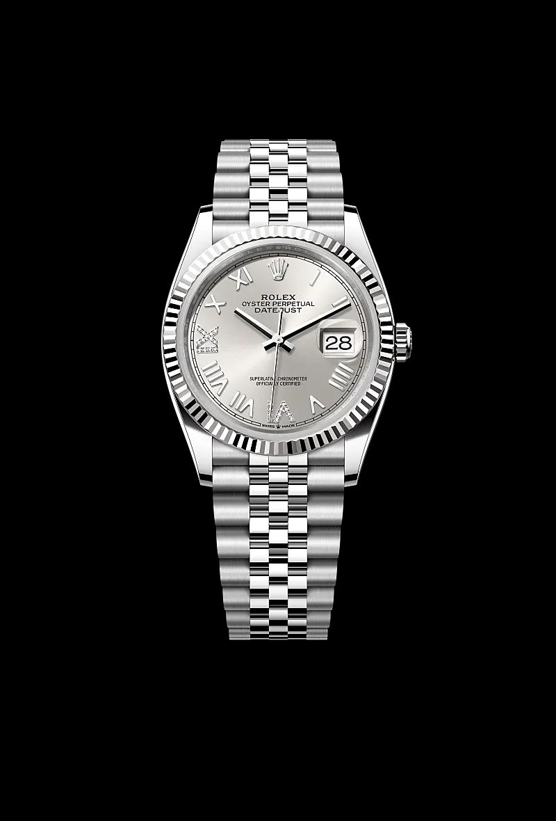 Rolex Datejust 36 in Oystersteelcon “Butterfly mother-of-pearl pavé”, lunetta Domed, bracciale Oystersteel