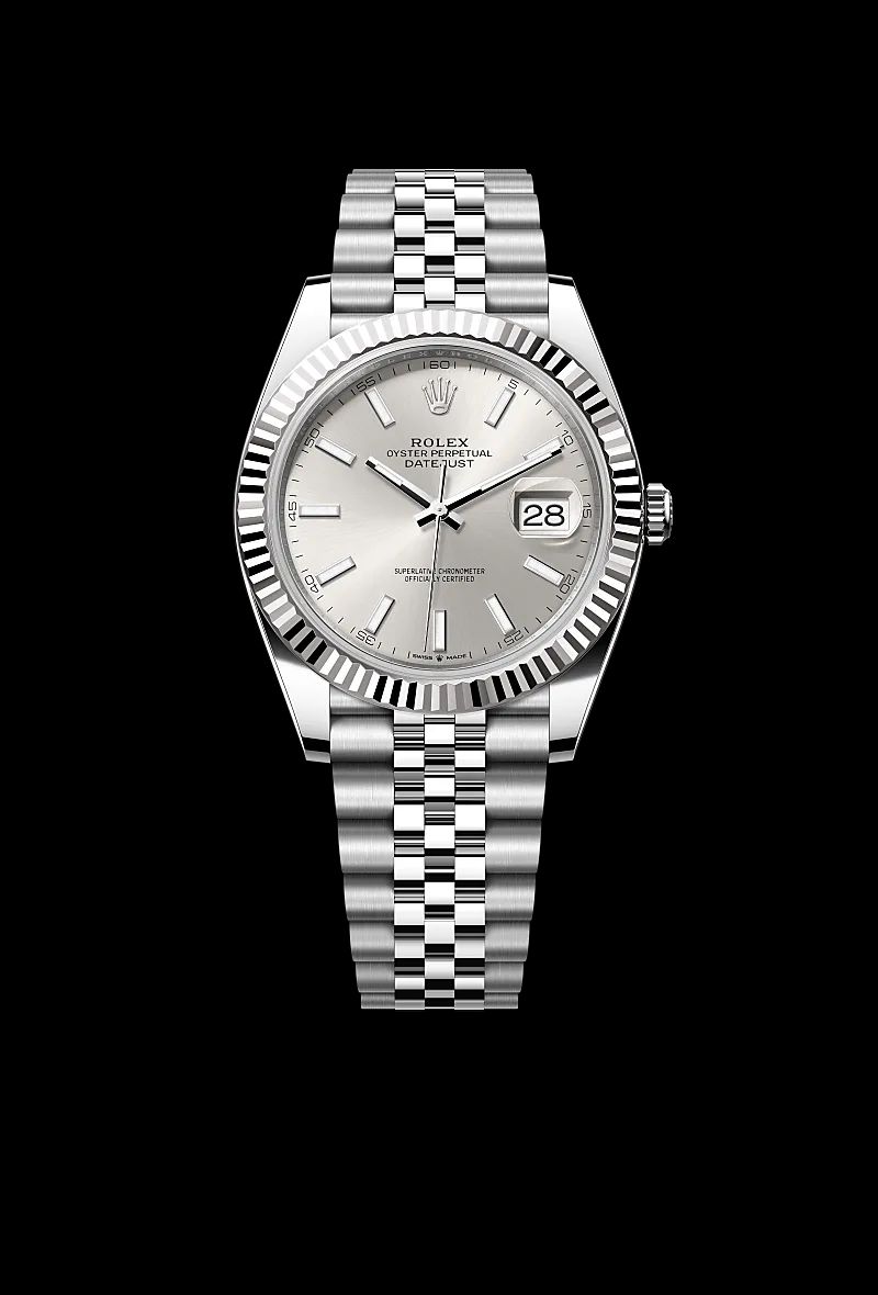 Rolex Datejust 41 in Oystersteelcon “Butterfly mother-of-pearl pavé”, lunetta Domed, bracciale Oystersteel